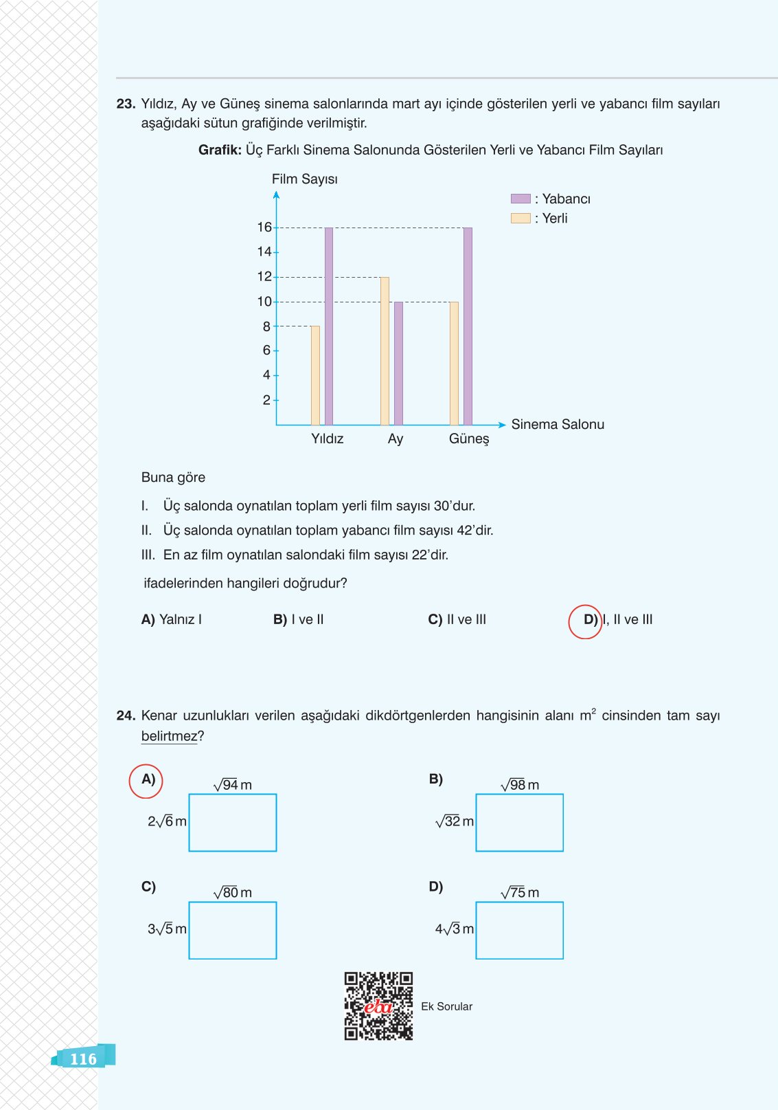 8. Sınıf Sonuç Yayınları Matematik Ders Kitabı Sayfa 116 Cevapları 8. Sınıf Sonuç Yayınları Matematik Ders Kitabı Sayfa 116 Cevapları