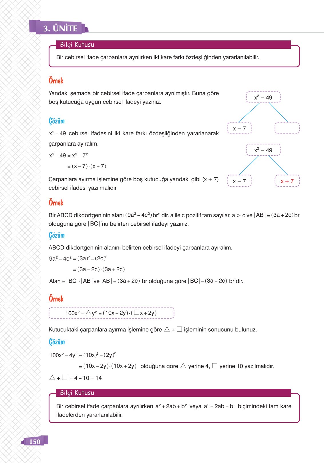 8. Sınıf Sonuç Yayınları Matematik Ders Kitabı Sayfa 150 Cevapları 8. Sınıf Sonuç Yayınları Matematik Ders Kitabı Sayfa 150 Cevapları