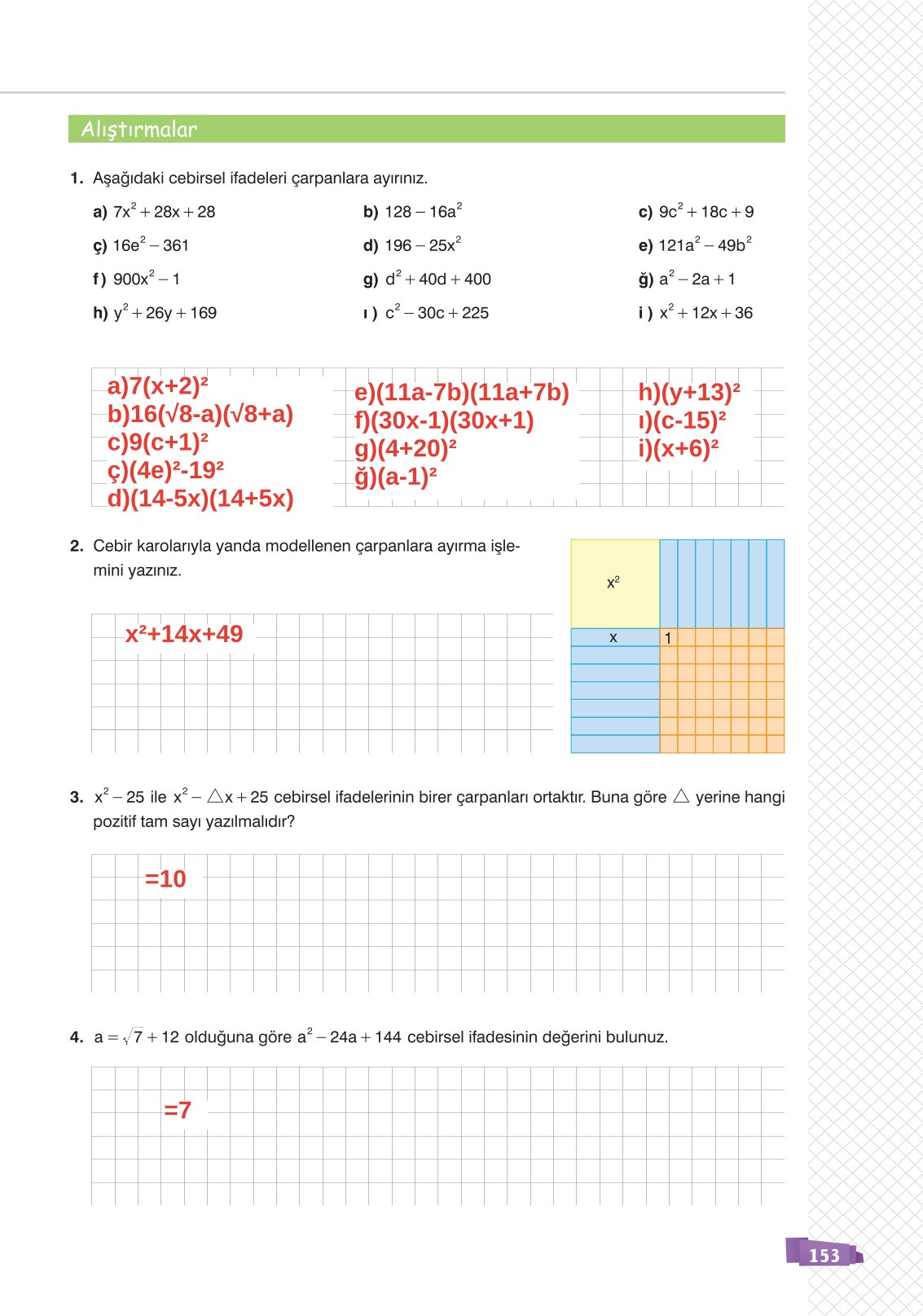 8. Sınıf Sonuç Yayınları Matematik Ders Kitabı Sayfa 153 Cevapları 8. Sınıf Sonuç Yayınları Matematik Ders Kitabı Sayfa 153 Cevapları