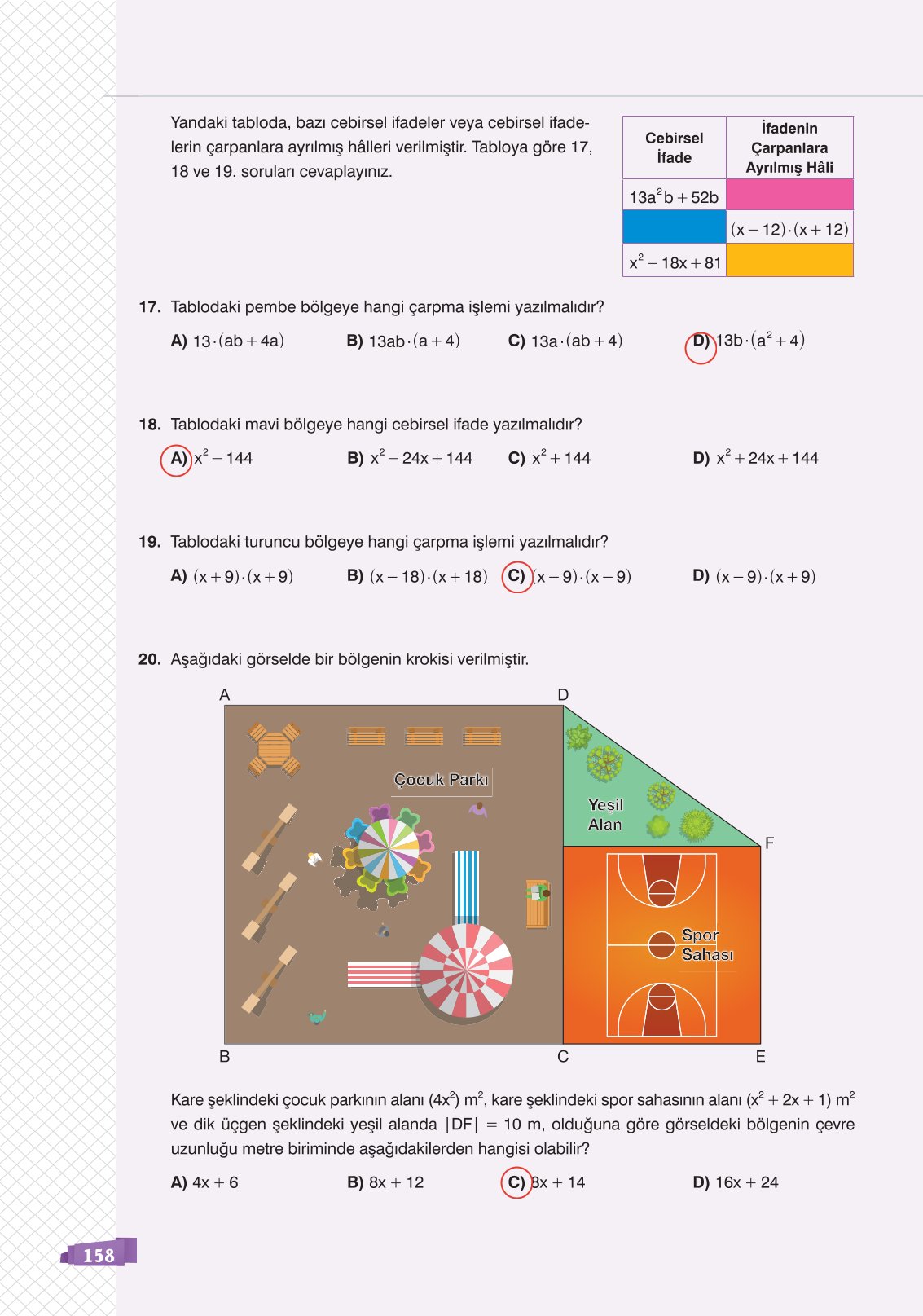 8. Sınıf Sonuç Yayınları Matematik Ders Kitabı Sayfa 158 Cevapları 8. Sınıf Sonuç Yayınları Matematik Ders Kitabı Sayfa 158 Cevapları