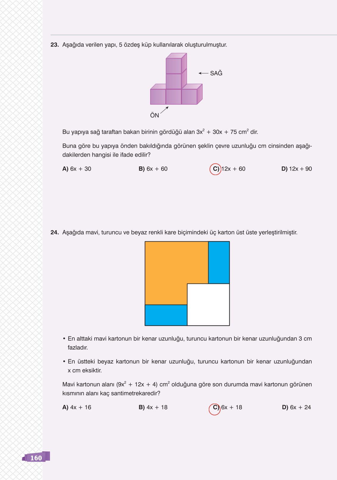 8. Sınıf Sonuç Yayınları Matematik Ders Kitabı Sayfa 160 Cevapları 8. Sınıf Sonuç Yayınları Matematik Ders Kitabı Sayfa 160 Cevapları