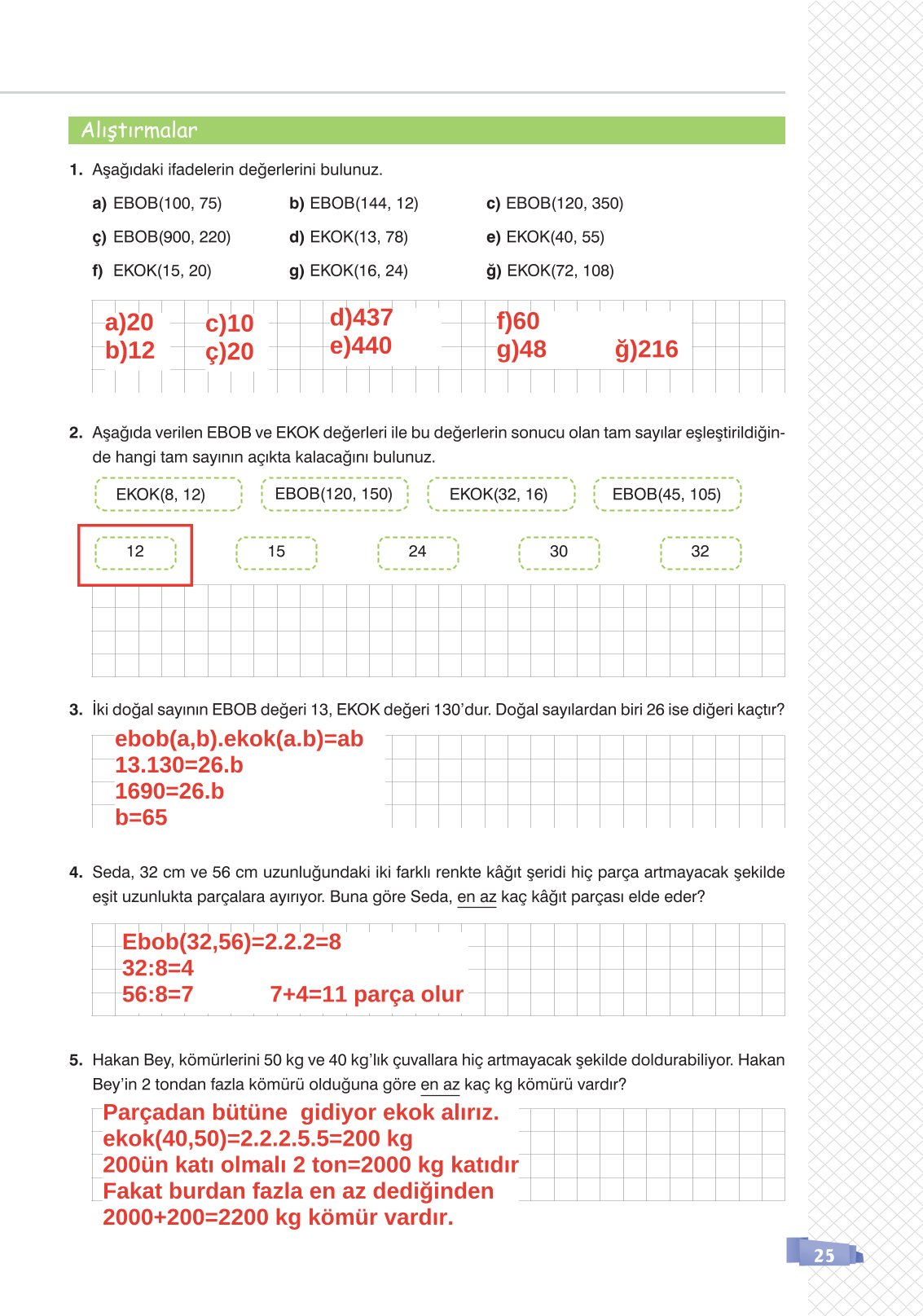 8. Sınıf Sonuç Yayınları Matematik Ders Kitabı Sayfa 25 Cevapları