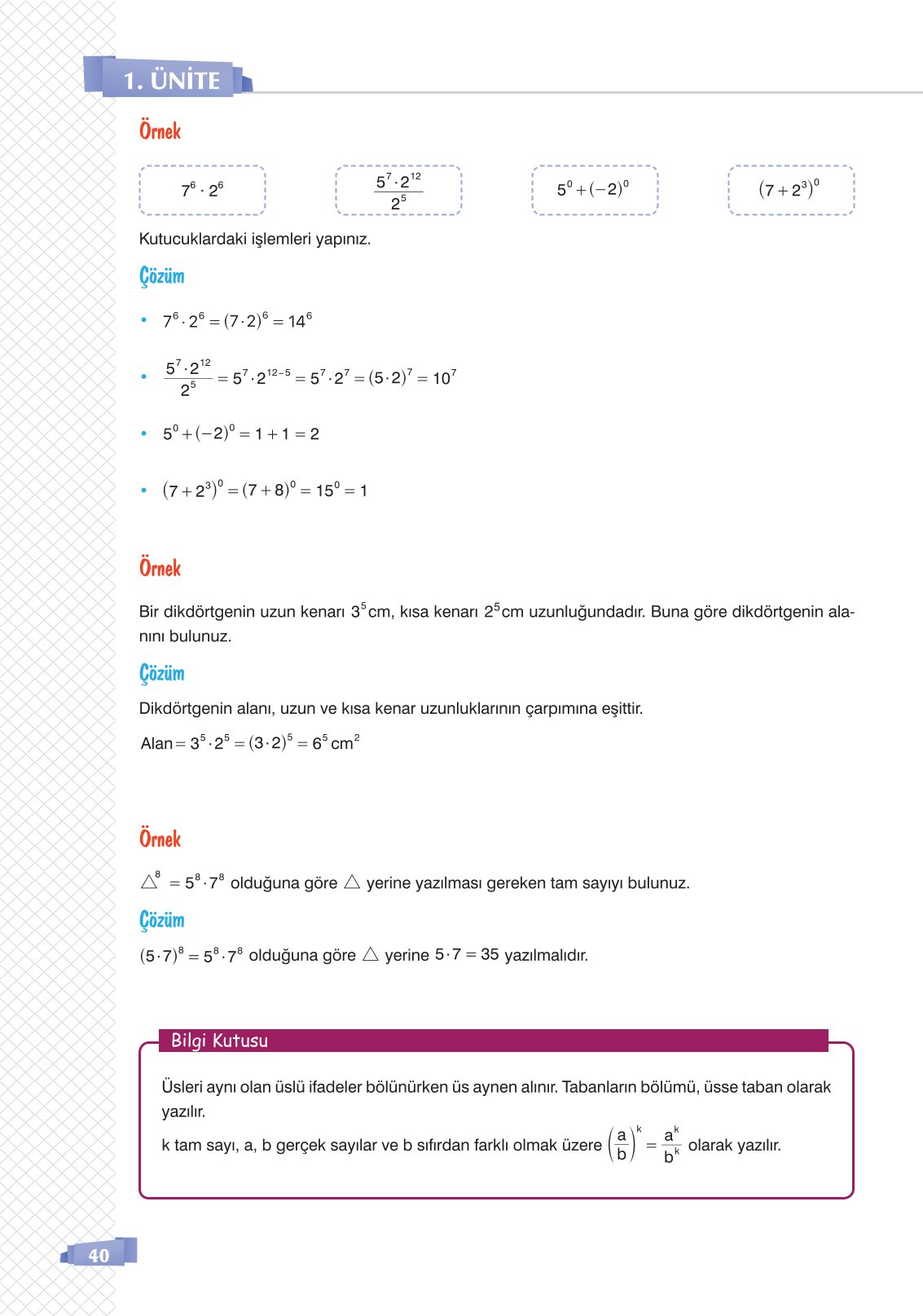 8. Sınıf Sonuç Yayınları Matematik Ders Kitabı Sayfa 40 Cevapları