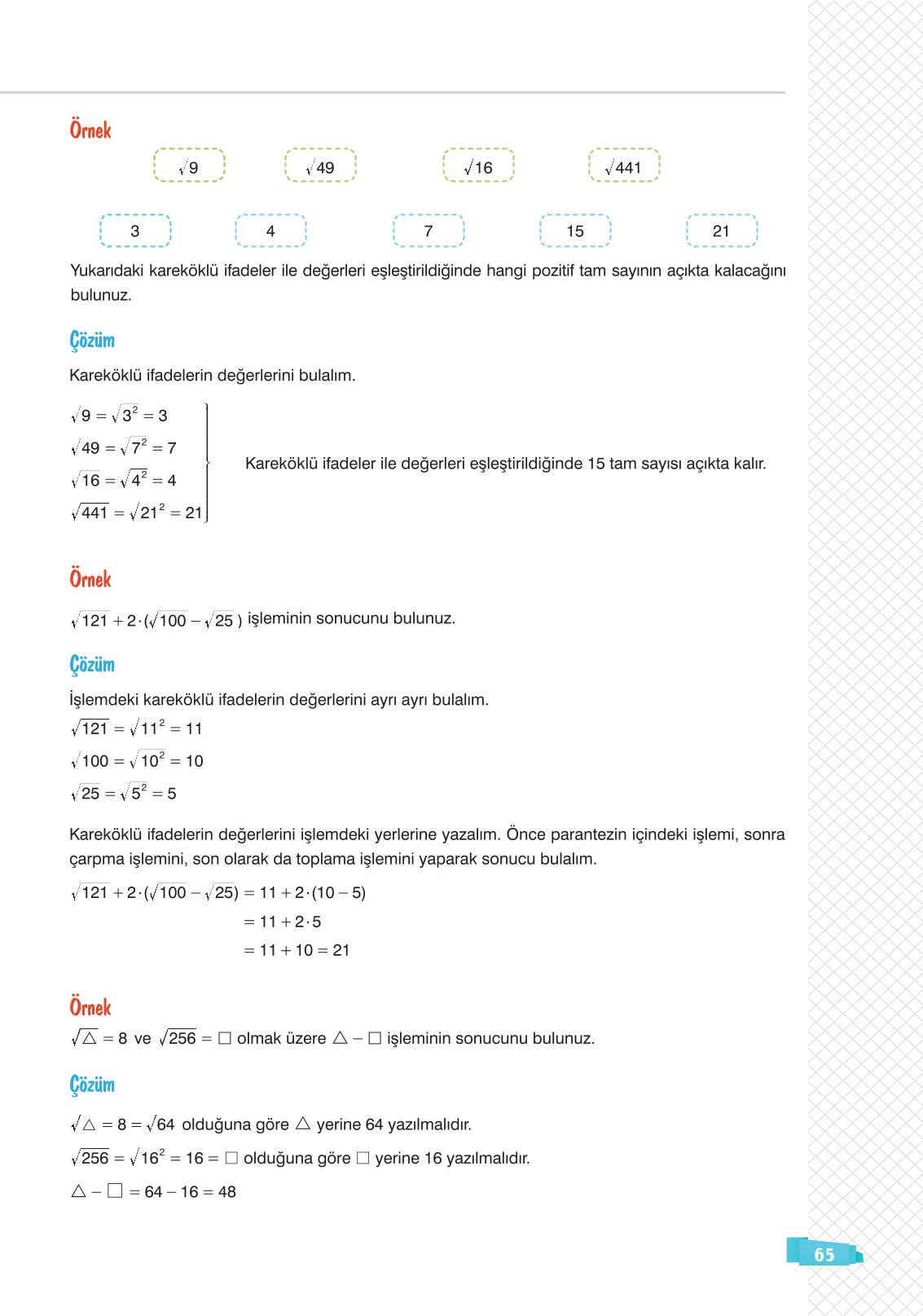 8. Sınıf Sonuç Yayınları Matematik Ders Kitabı Sayfa 65 Cevapları 8. Sınıf Sonuç Yayınları Matematik Ders Kitabı Sayfa 65 Cevapları