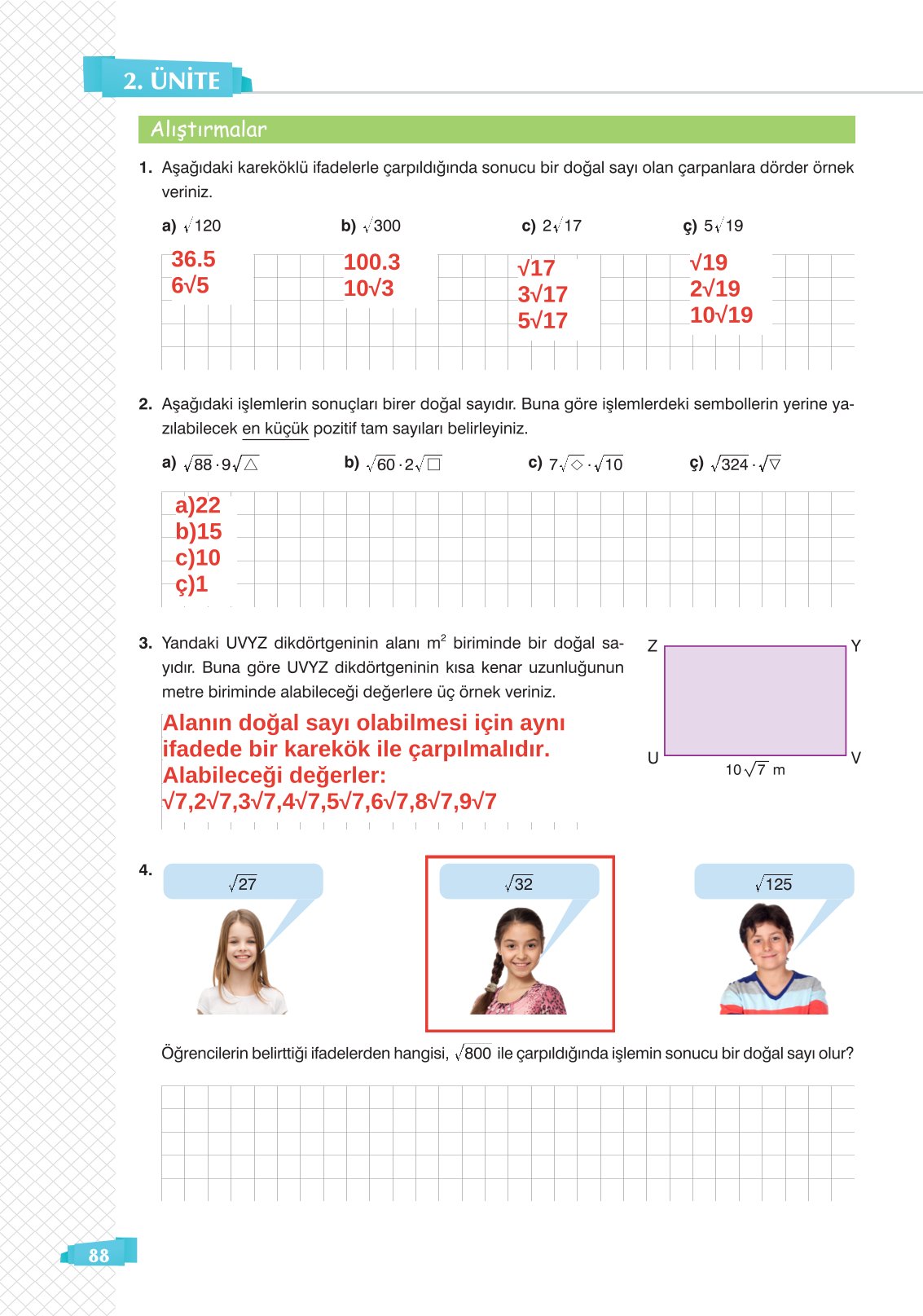 8. Sınıf Sonuç Yayınları Matematik Ders Kitabı Sayfa 88 Cevapları 8. Sınıf Sonuç Yayınları Matematik Ders Kitabı Sayfa 88 Cevapları