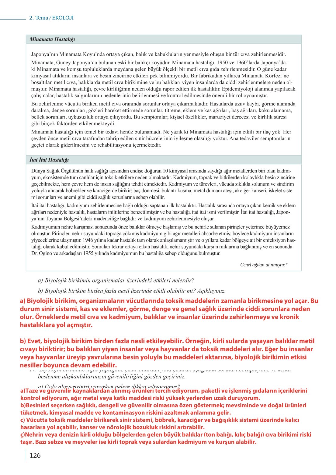 10. Sınıf Meb Yayınları Biyoloji Ders Kitabı Sayfa 126 Cevapları