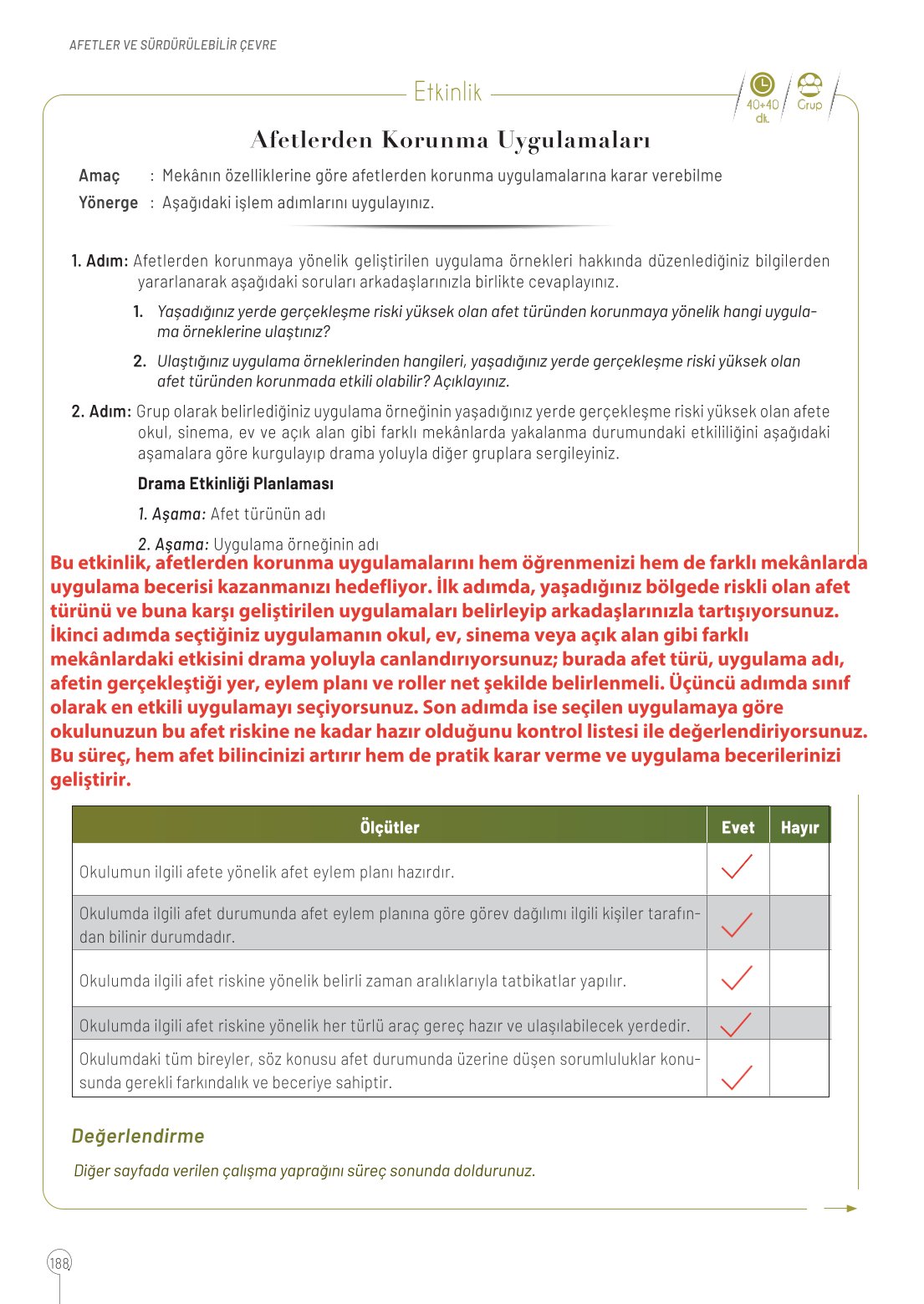 10. Sınıf Meb Yayınları Coğrafya Ders Kitabı Sayfa 188 Cevapları