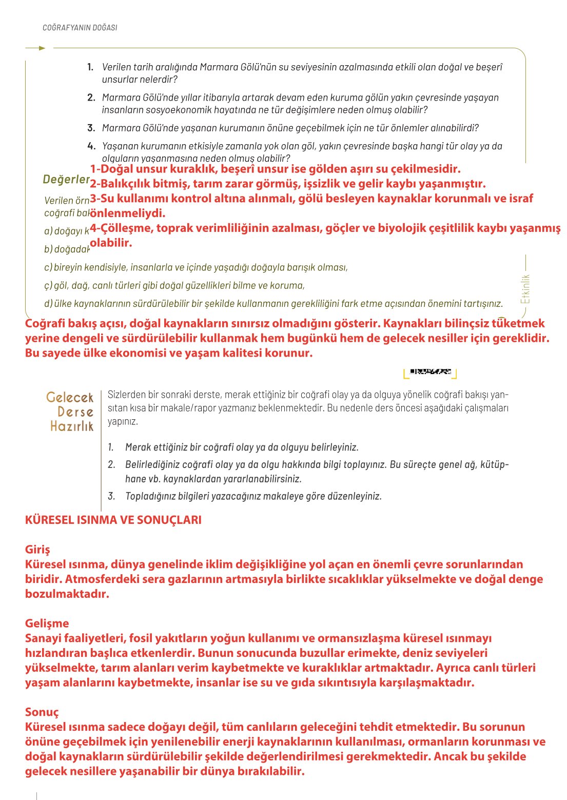 10. Sınıf Meb Yayınları Coğrafya Ders Kitabı Sayfa 22 Cevapları
