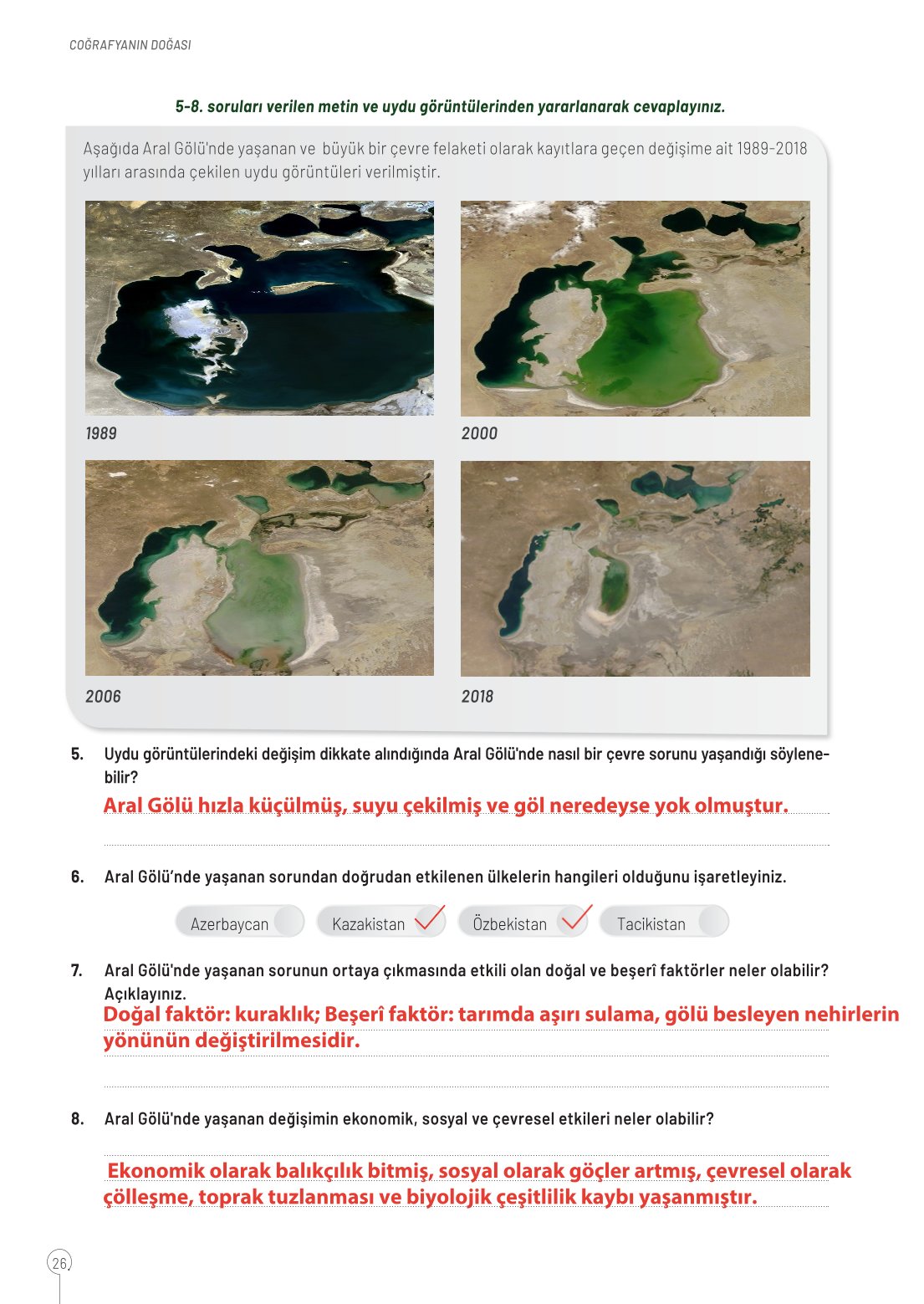 10. Sınıf Meb Yayınları Coğrafya Ders Kitabı Sayfa 26 Cevapları