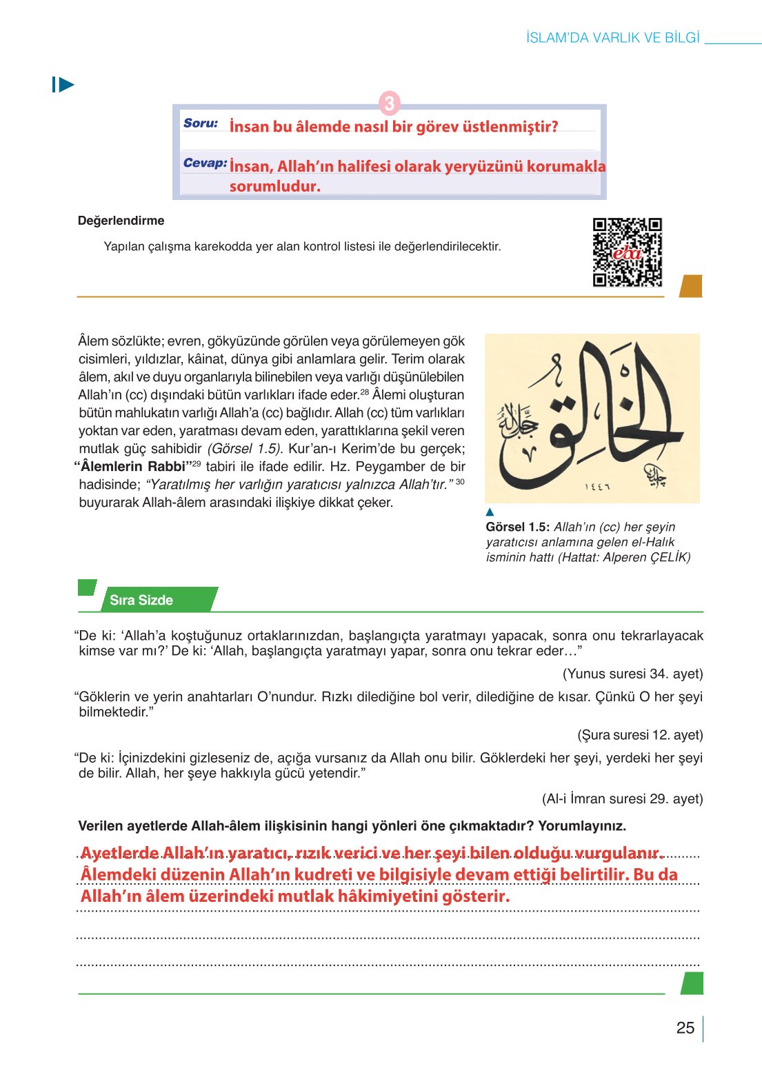 10. Sınıf Meb Yayınları Din Kültürü Ve Ahlak Bilgisi Ders Kitabı Sayfa 25 Cevapları