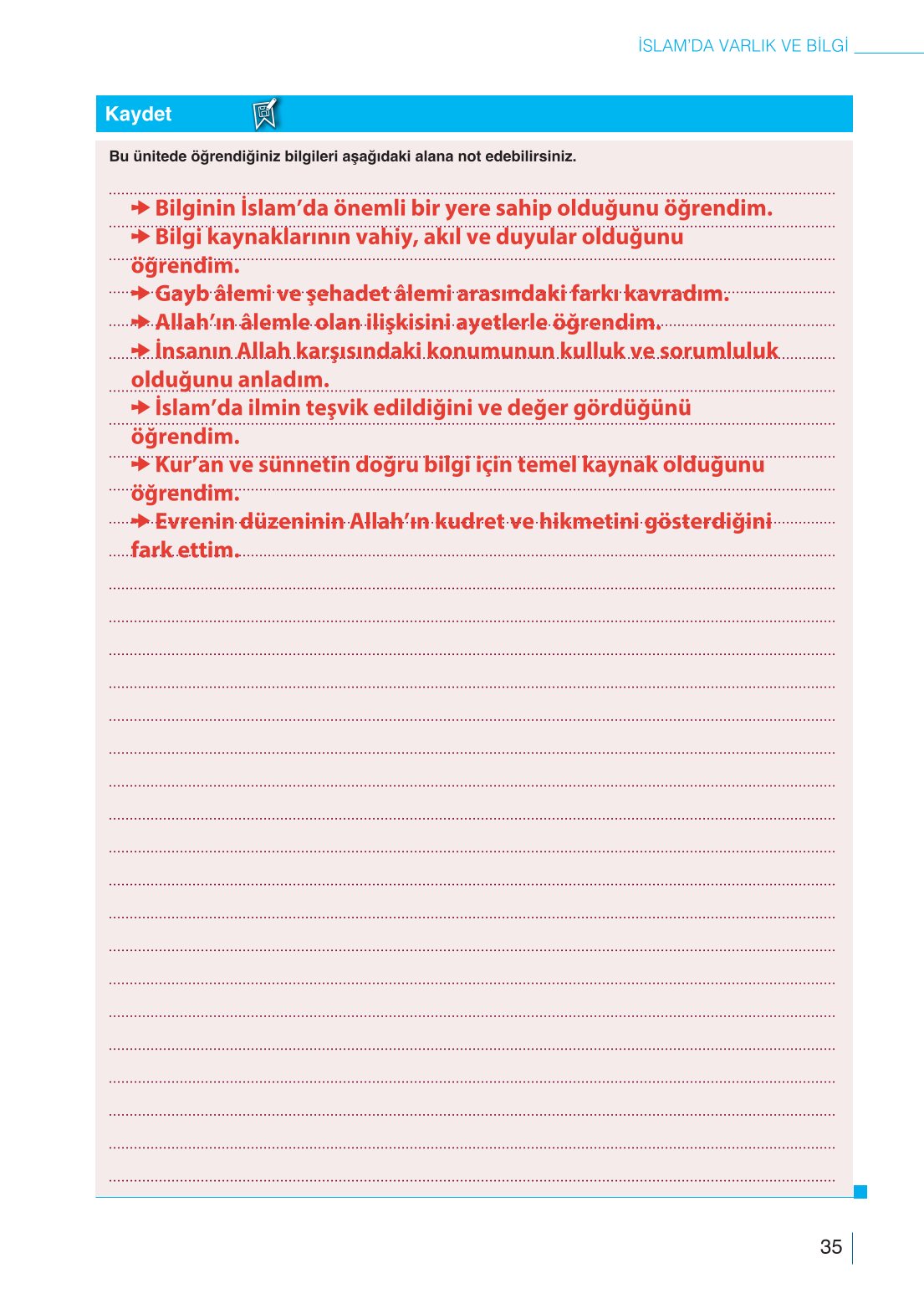 10. Sınıf Meb Yayınları Din Kültürü Ve Ahlak Bilgisi Ders Kitabı Sayfa 35 Cevapları