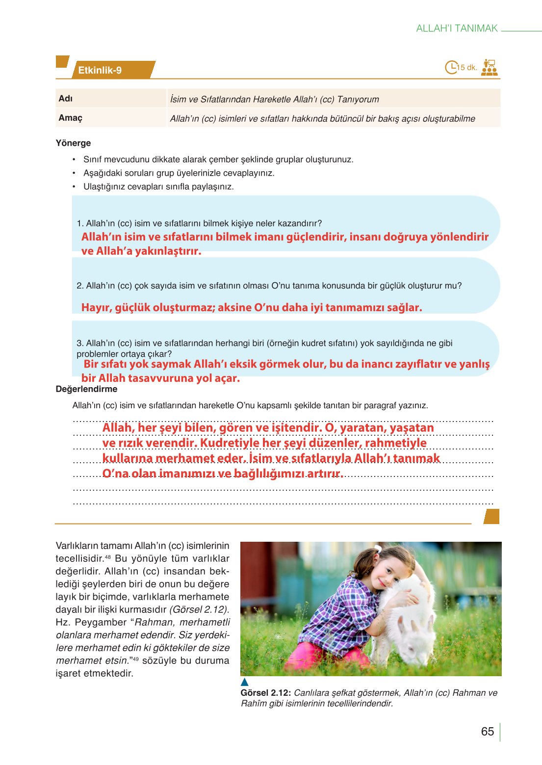 10. Sınıf Meb Yayınları Din Kültürü Ve Ahlak Bilgisi Ders Kitabı Sayfa 65 Cevapları