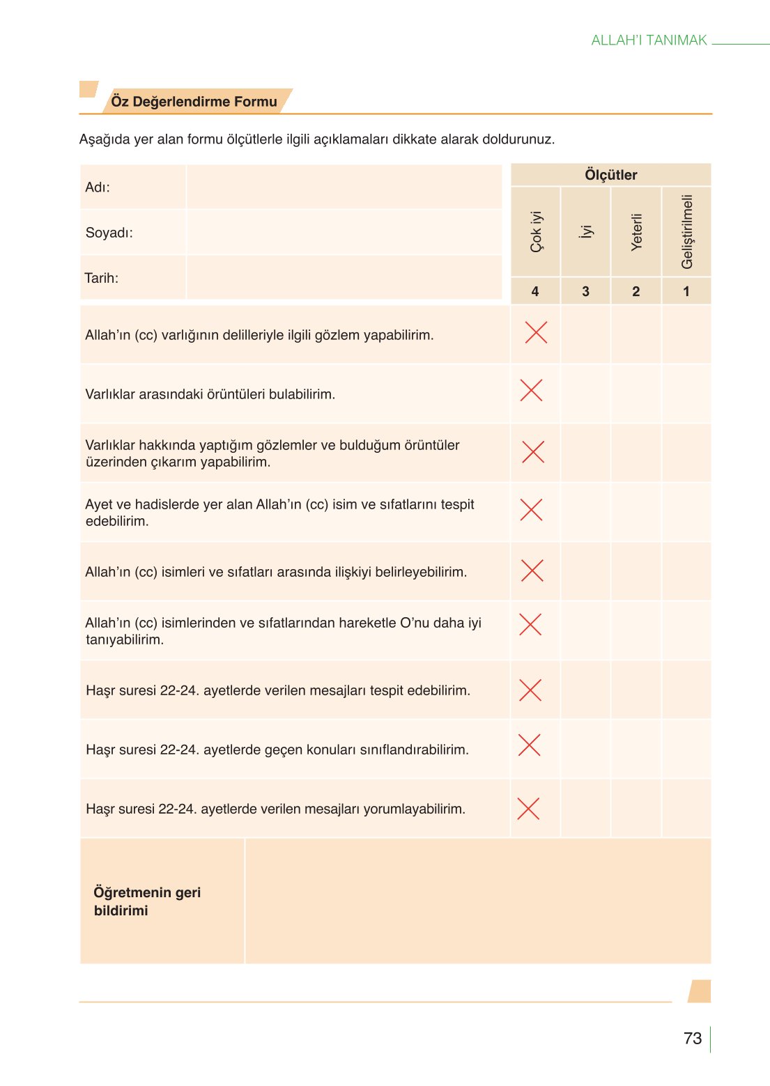 10. Sınıf Meb Yayınları Din Kültürü Ve Ahlak Bilgisi Ders Kitabı Sayfa 73 Cevapları