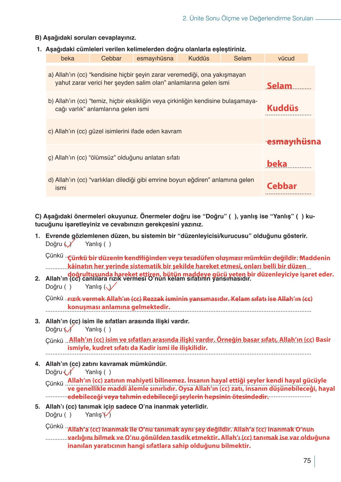 10. Sınıf Meb Yayınları Din Kültürü Ve Ahlak Bilgisi Ders Kitabı Sayfa 75 Cevapları