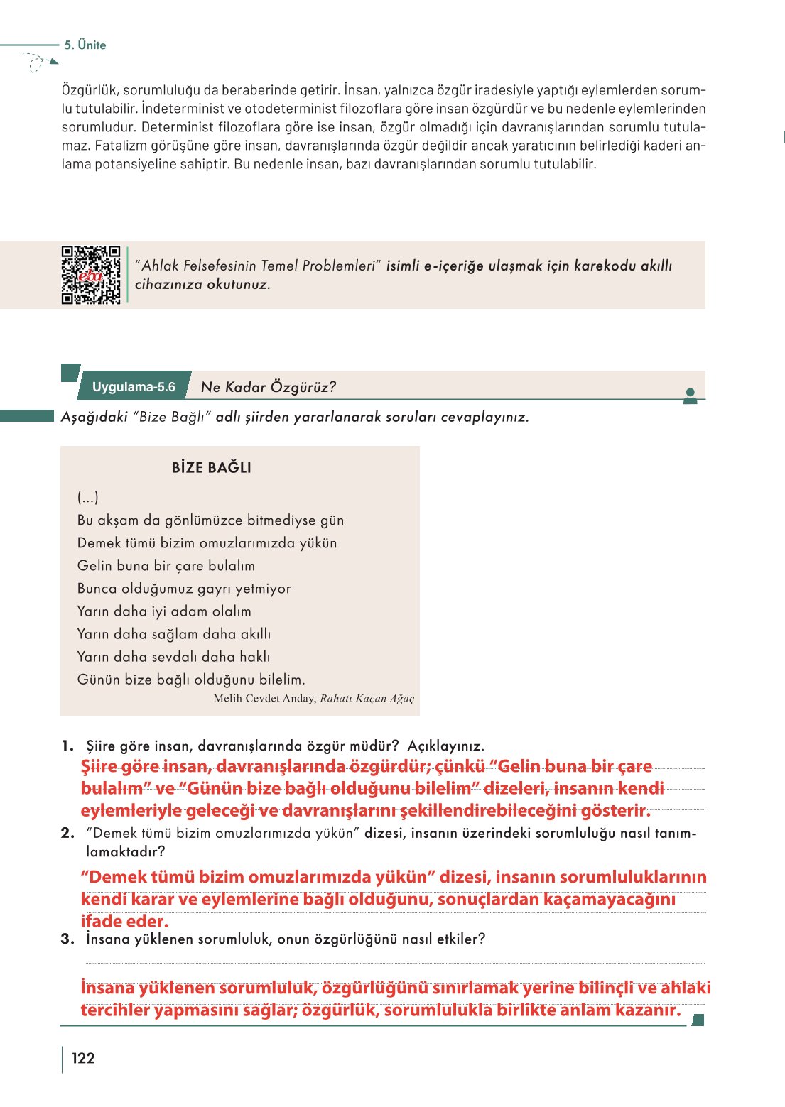 10. Sınıf Meb Yayınları Felsefe Ders Kitabı Sayfa 122 Cevapları