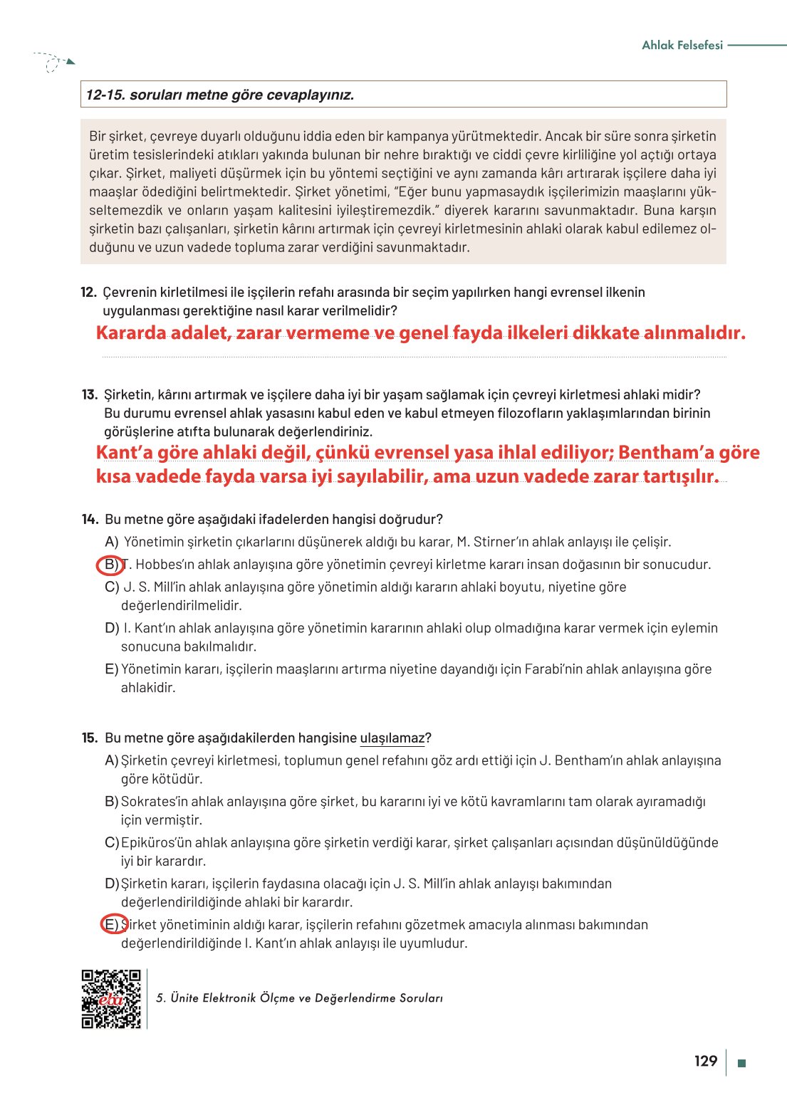 10. Sınıf Meb Yayınları Felsefe Ders Kitabı Sayfa 129 Cevapları