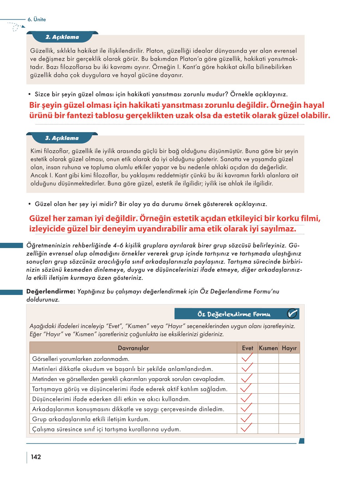10. Sınıf Meb Yayınları Felsefe Ders Kitabı Sayfa 142 Cevapları