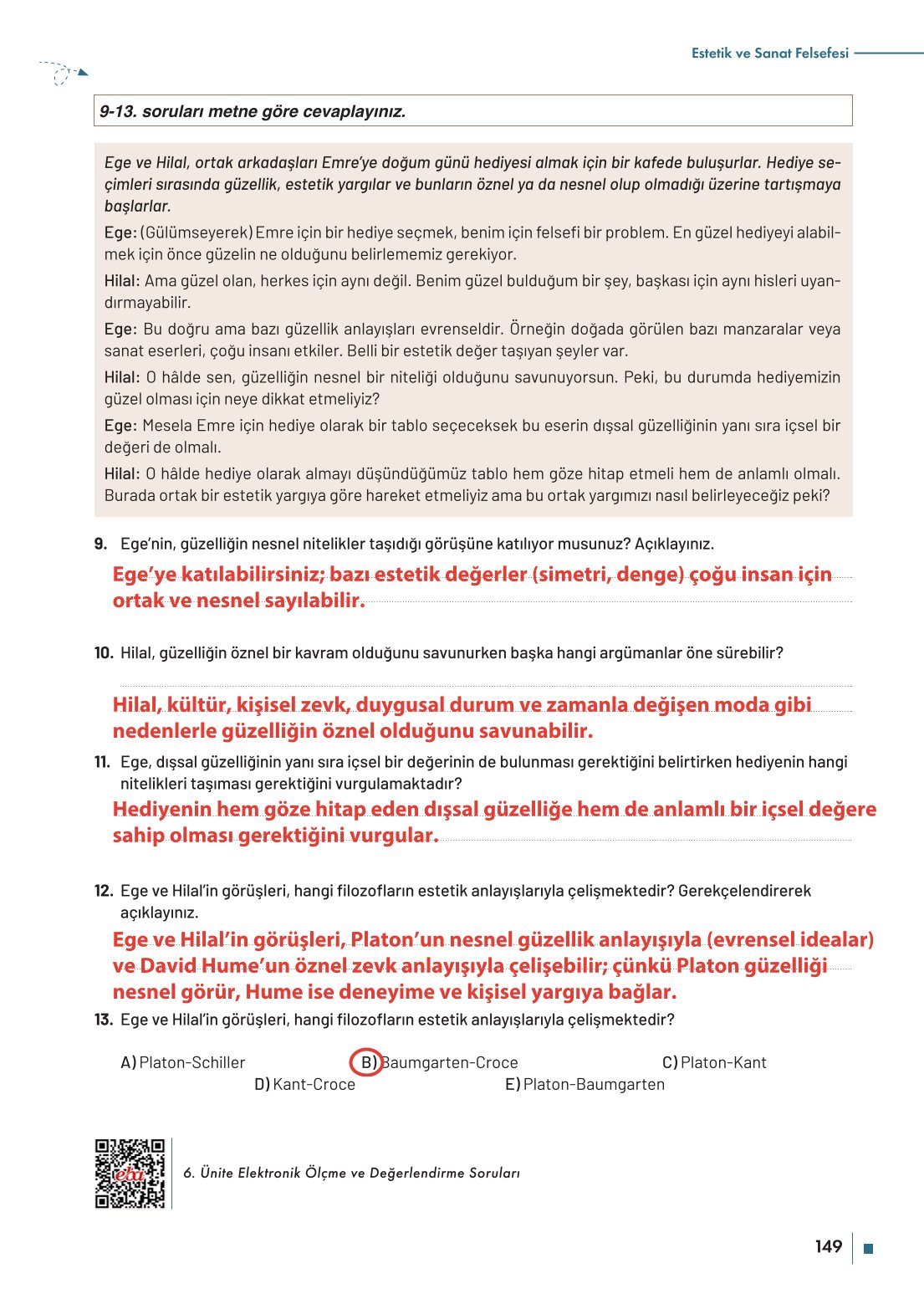 10. Sınıf Meb Yayınları Felsefe Ders Kitabı Sayfa 149 Cevapları