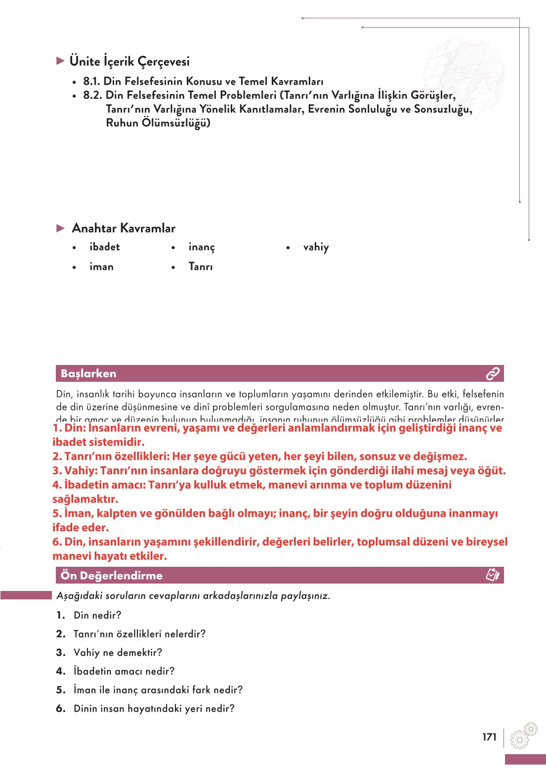10. Sınıf Meb Yayınları Felsefe Ders Kitabı Sayfa 171 Cevapları