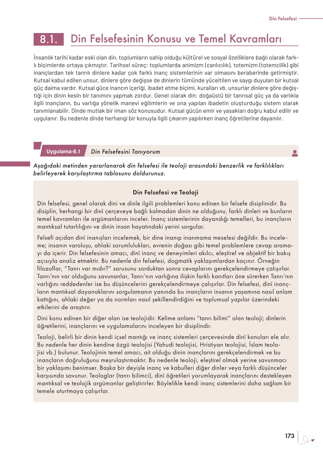10. Sınıf Meb Yayınları Felsefe Ders Kitabı Sayfa 173 Cevapları