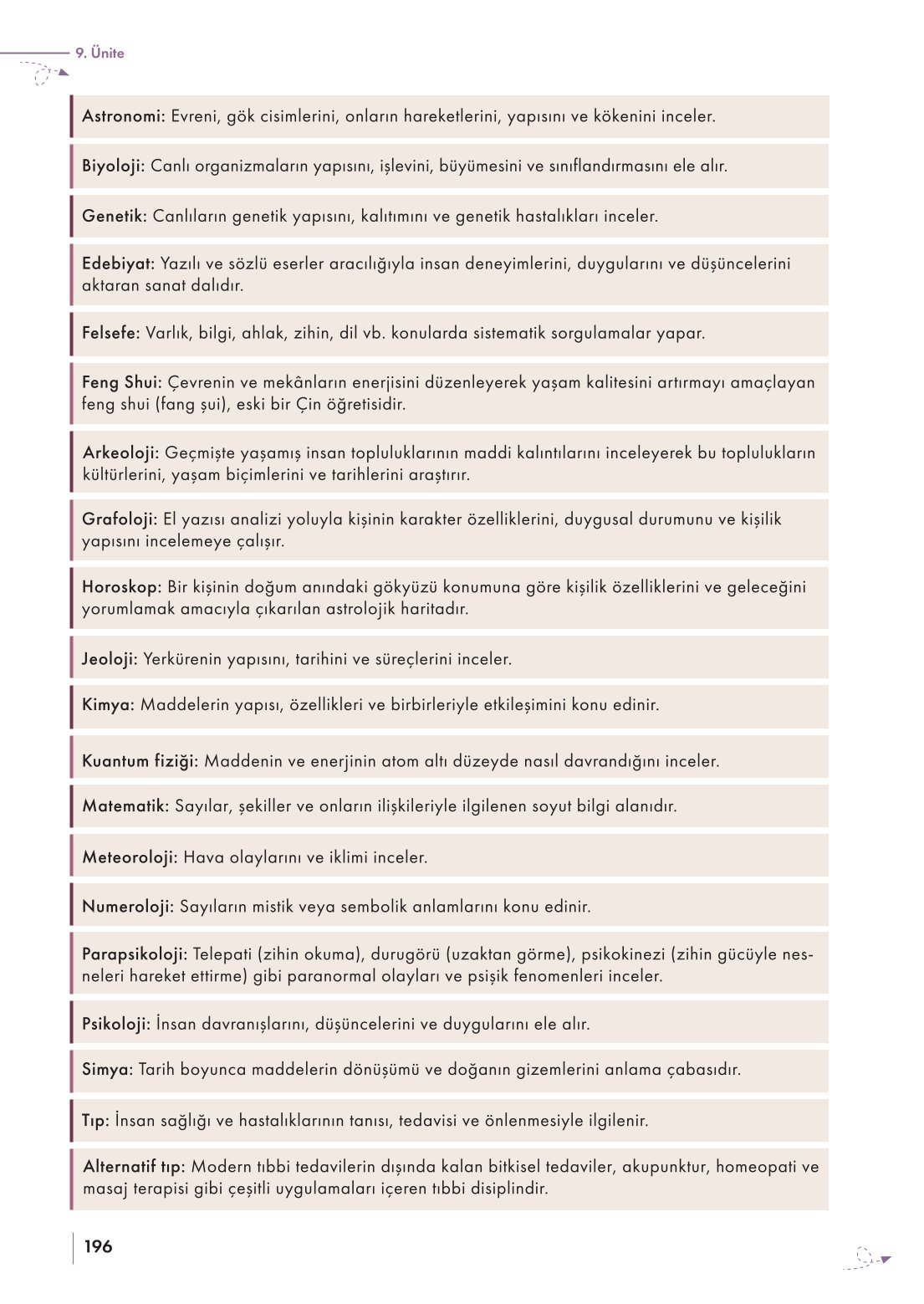 10. Sınıf Meb Yayınları Felsefe Ders Kitabı Sayfa 196 Cevapları
