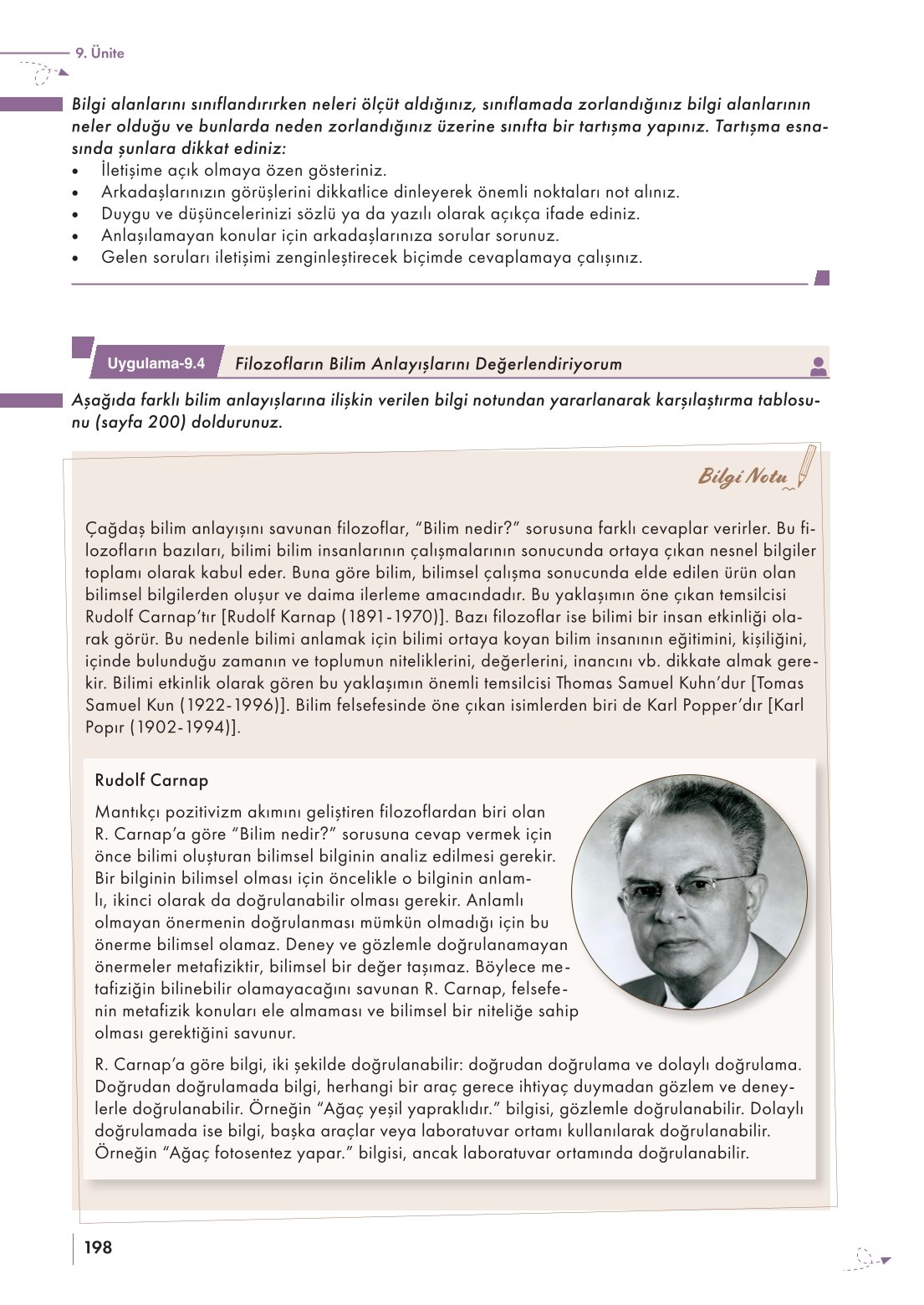 10. Sınıf Meb Yayınları Felsefe Ders Kitabı Sayfa 198 Cevapları