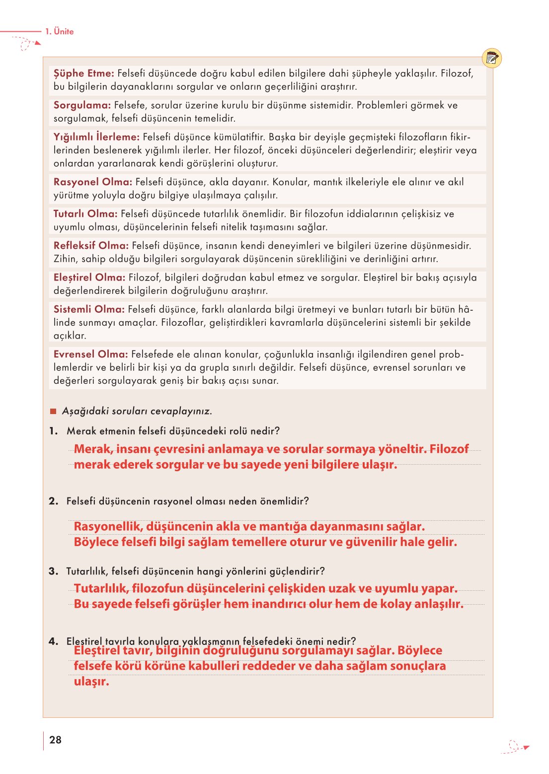 10. Sınıf Meb Yayınları Felsefe Ders Kitabı Sayfa 28 Cevapları 10. Sınıf Meb Yayınları Felsefe Ders Kitabı Sayfa 28 Cevapları