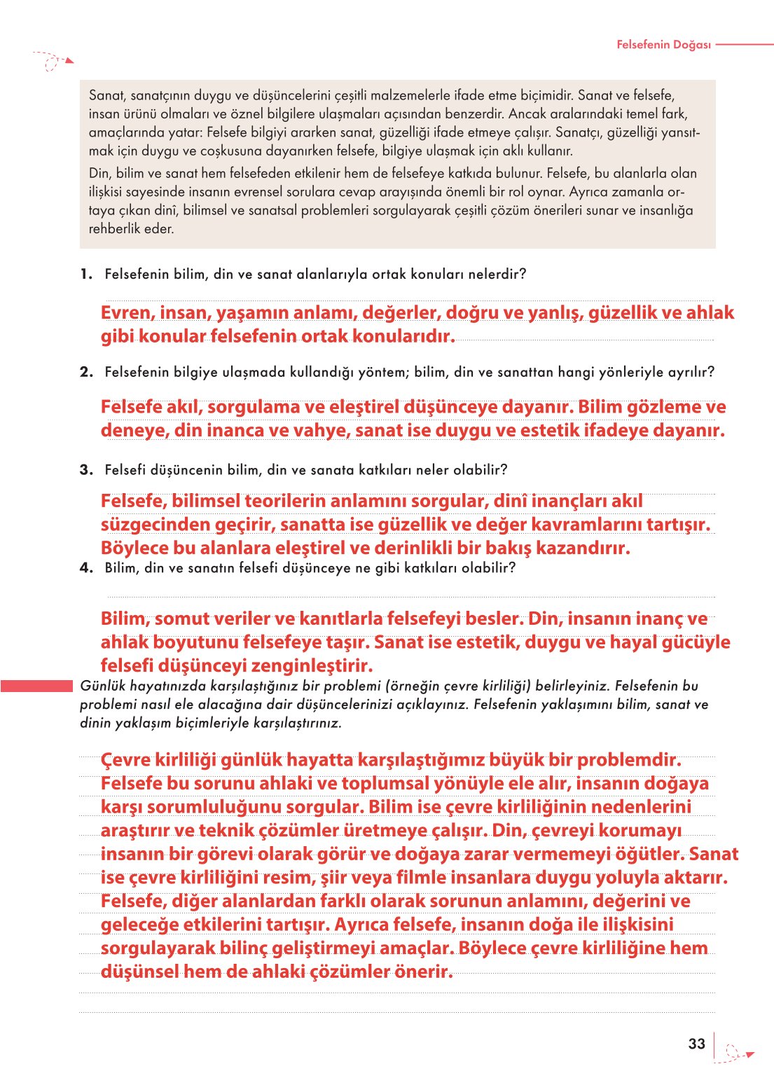 10. Sınıf Meb Yayınları Felsefe Ders Kitabı Sayfa 33 Cevapları 10. Sınıf Meb Yayınları Felsefe Ders Kitabı Sayfa 33 Cevapları