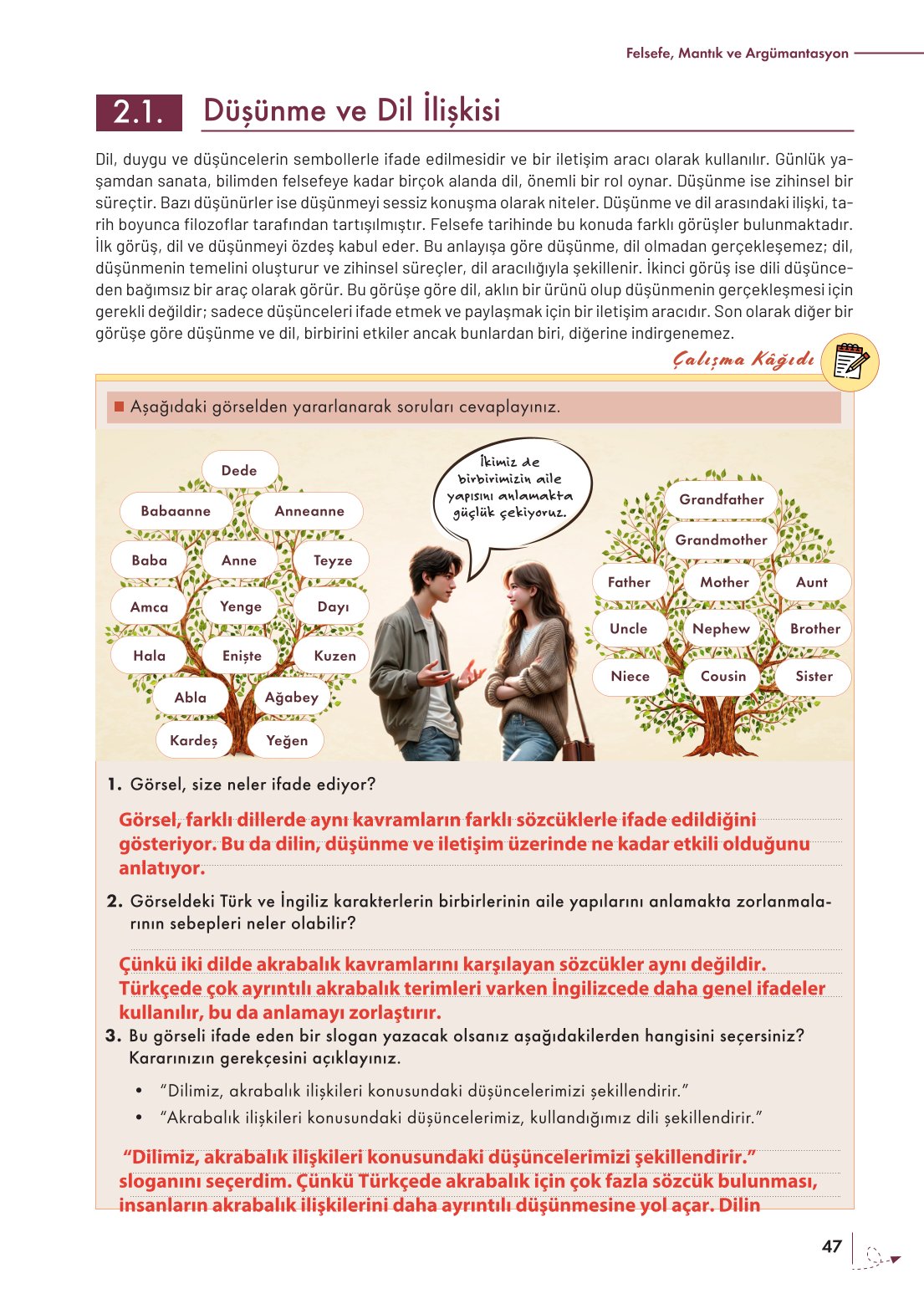 10. Sınıf Meb Yayınları Felsefe Ders Kitabı Sayfa 47 Cevapları