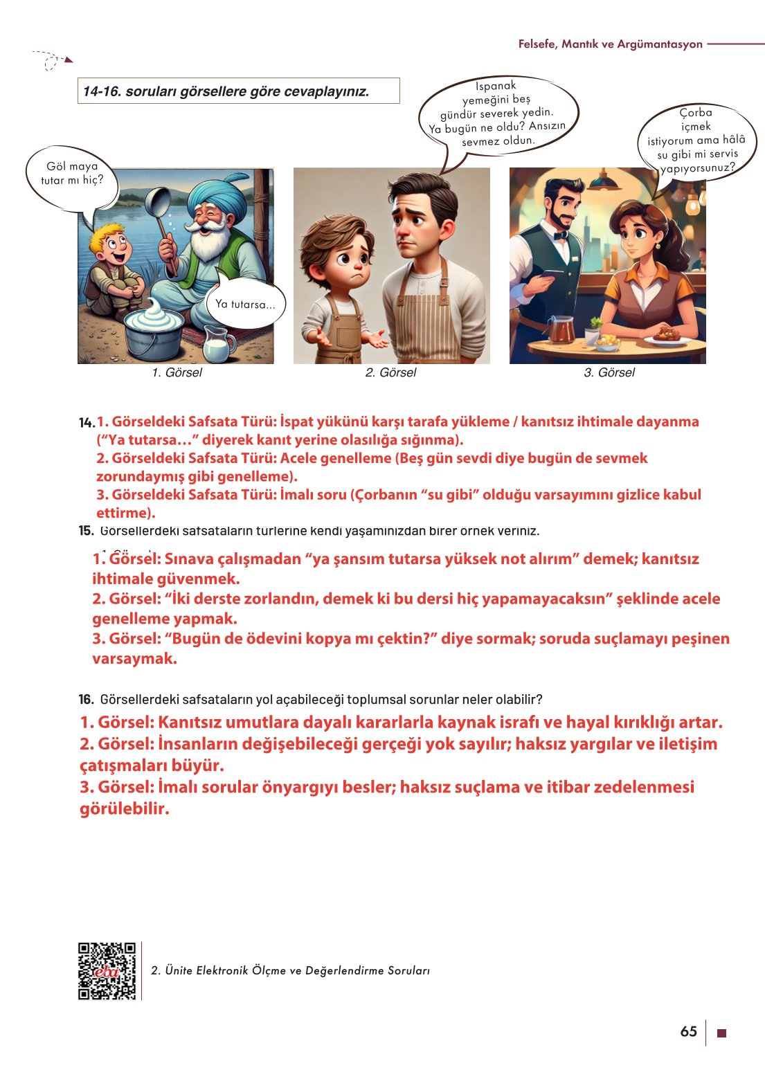 10. Sınıf Meb Yayınları Felsefe Ders Kitabı Sayfa 65 Cevapları