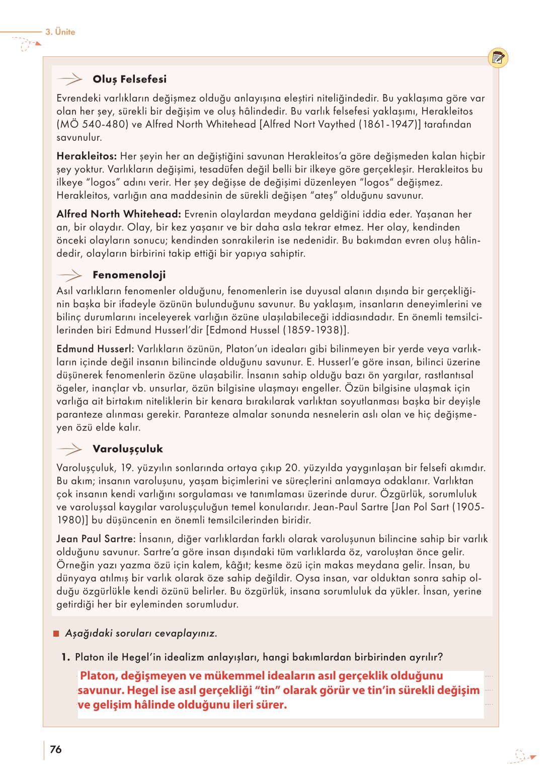 10. Sınıf Meb Yayınları Felsefe Ders Kitabı Sayfa 76 Cevapları 10. Sınıf Meb Yayınları Felsefe Ders Kitabı Sayfa 76 Cevapları