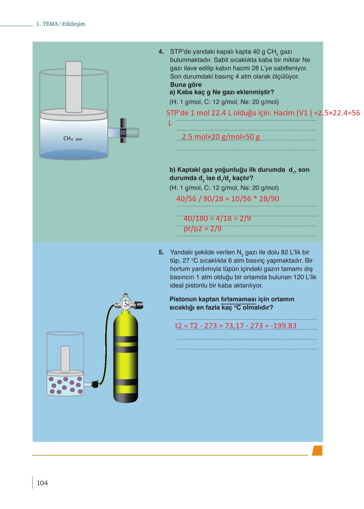 10. Sınıf Meb Yayınları Kimya Ders Kitabı Sayfa 104 Cevapları