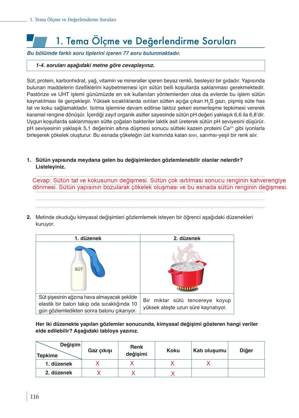 10. Sınıf Meb Yayınları Kimya Ders Kitabı Sayfa 116 Cevapları