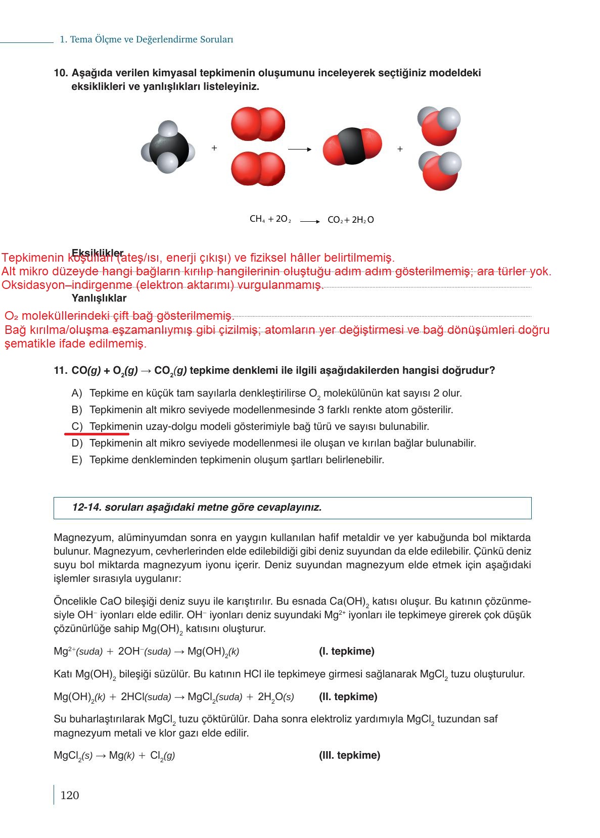 10. Sınıf Meb Yayınları Kimya Ders Kitabı Sayfa 120 Cevapları