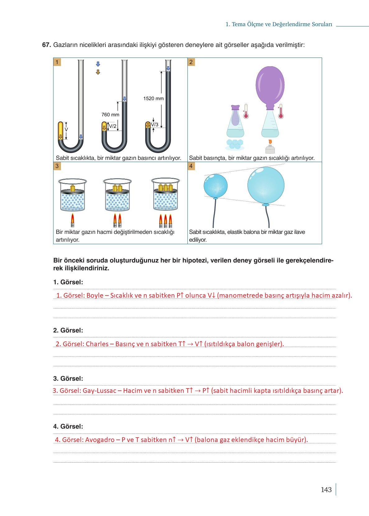 10. Sınıf Meb Yayınları Kimya Ders Kitabı Sayfa 143 Cevapları