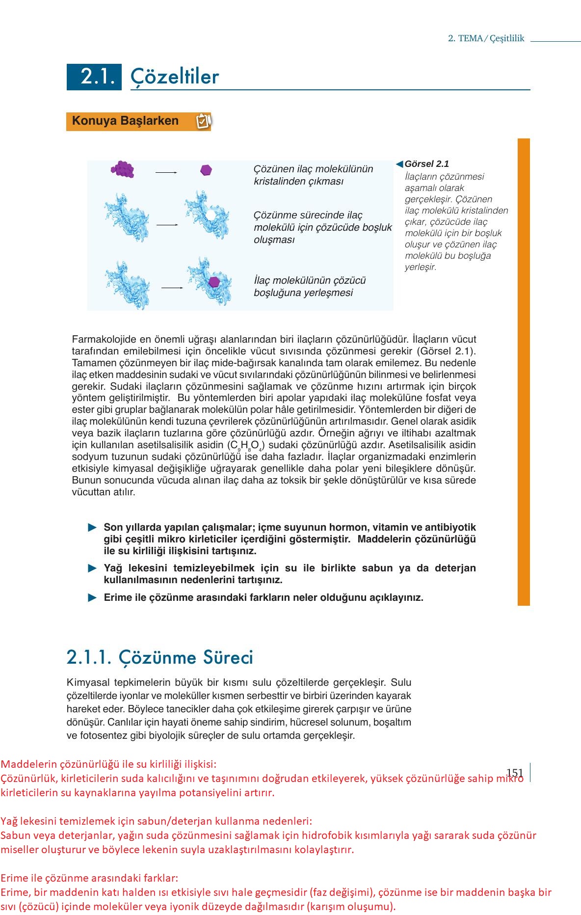 10. Sınıf Meb Yayınları Kimya Ders Kitabı Sayfa 151 Cevapları