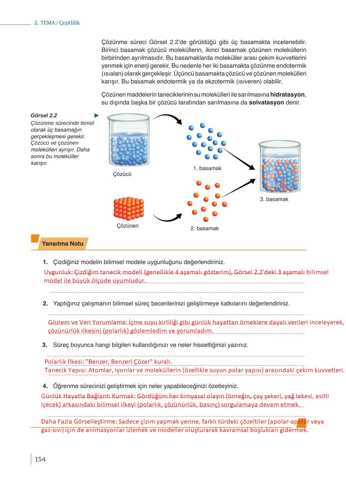 10. Sınıf Meb Yayınları Kimya Ders Kitabı Sayfa 154 Cevapları
