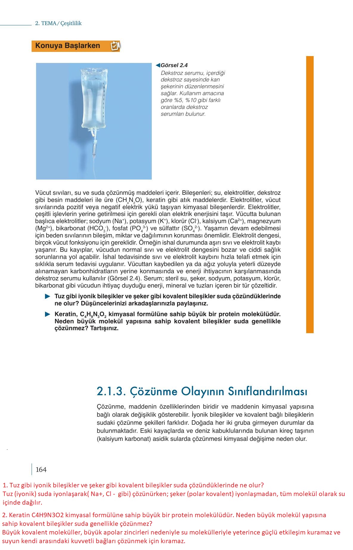 10. Sınıf Meb Yayınları Kimya Ders Kitabı Sayfa 164 Cevapları