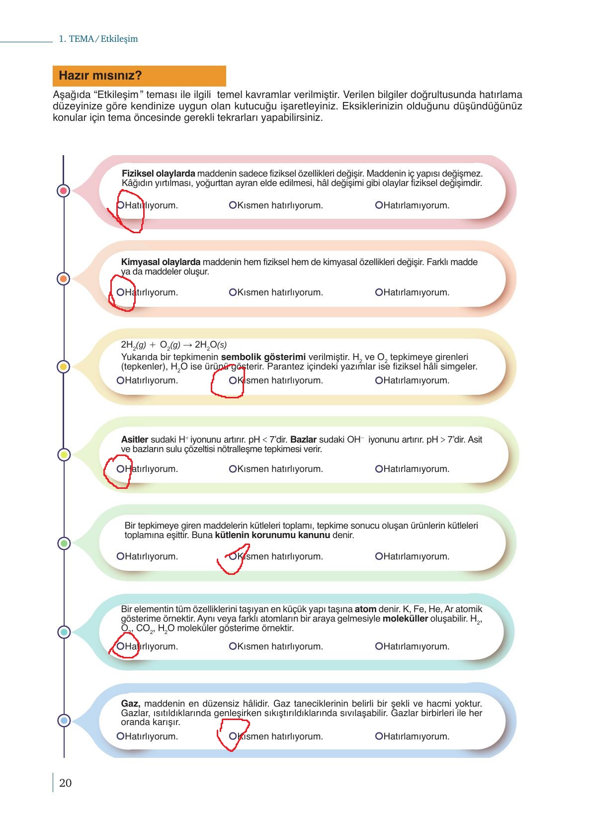 10. Sınıf Meb Yayınları Kimya Ders Kitabı Sayfa 20 Cevapları