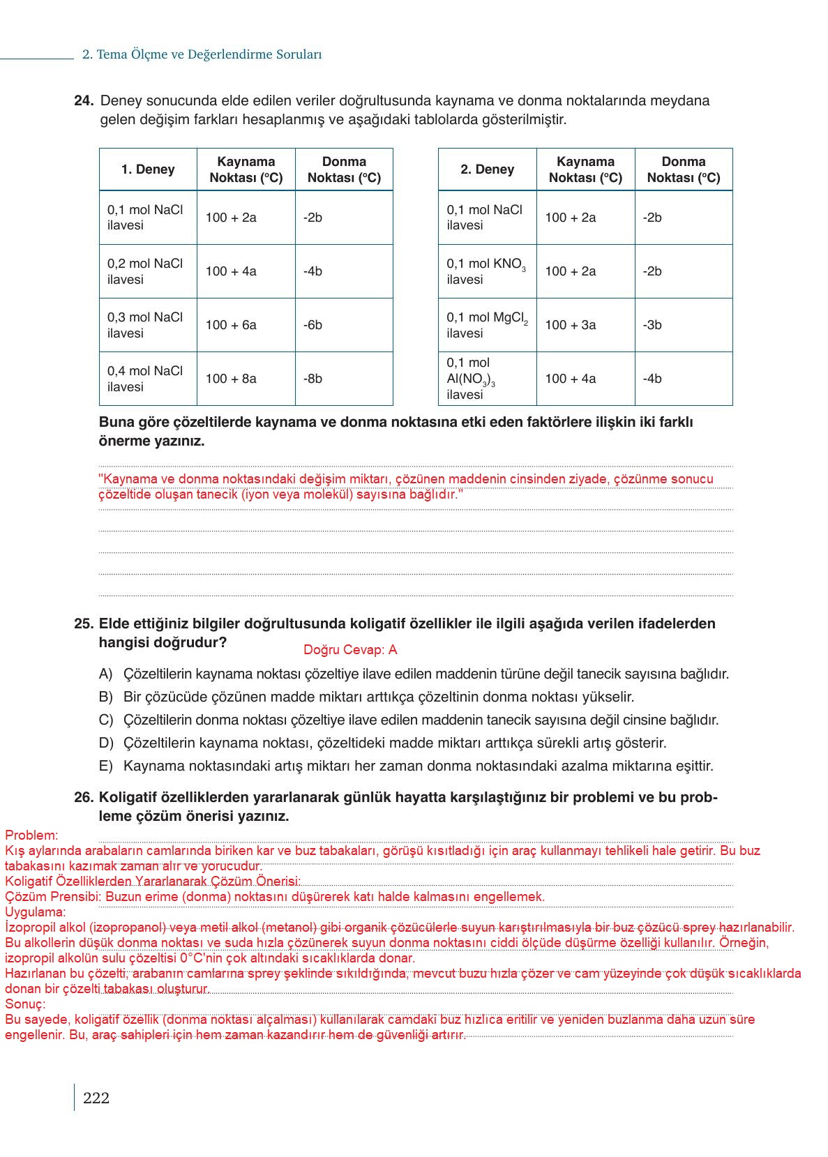 10. Sınıf Meb Yayınları Kimya Ders Kitabı Sayfa 222 Cevapları 10. Sınıf Meb Yayınları Kimya Ders Kitabı Sayfa 222 Cevapları