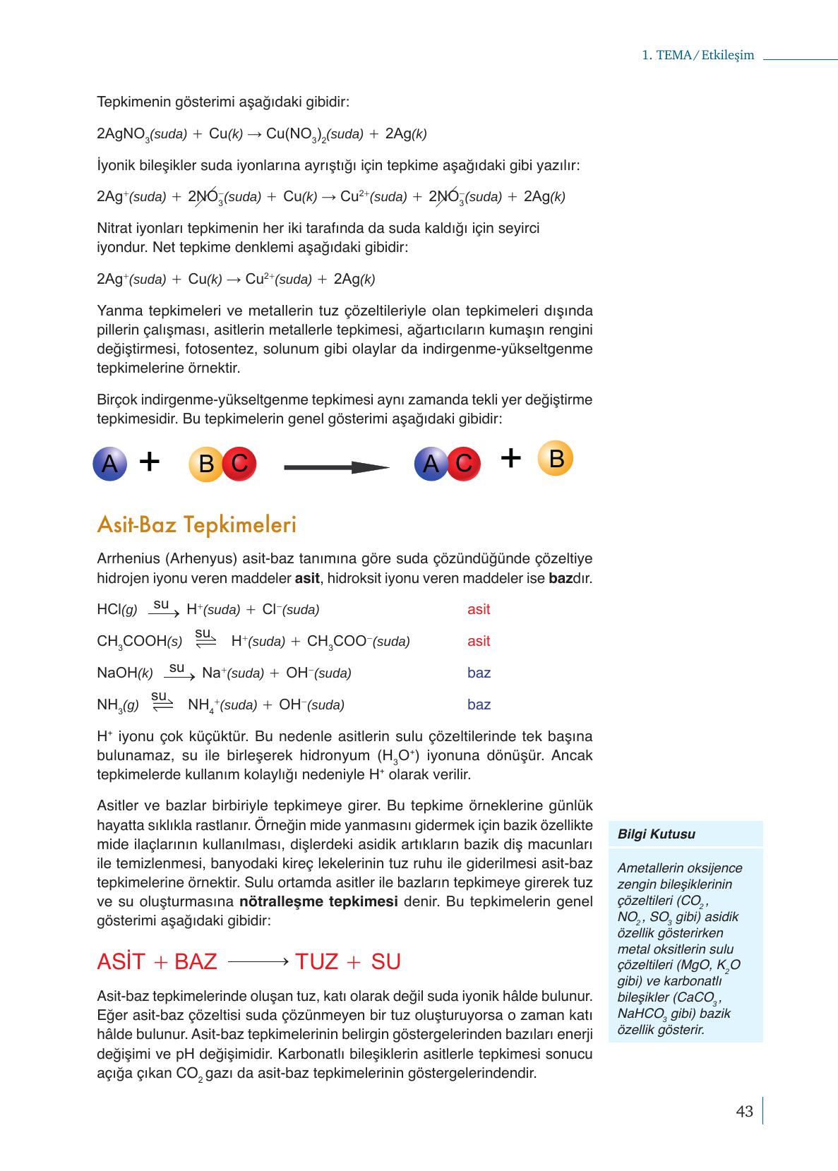 10. Sınıf Meb Yayınları Kimya Ders Kitabı Sayfa 43 Cevapları