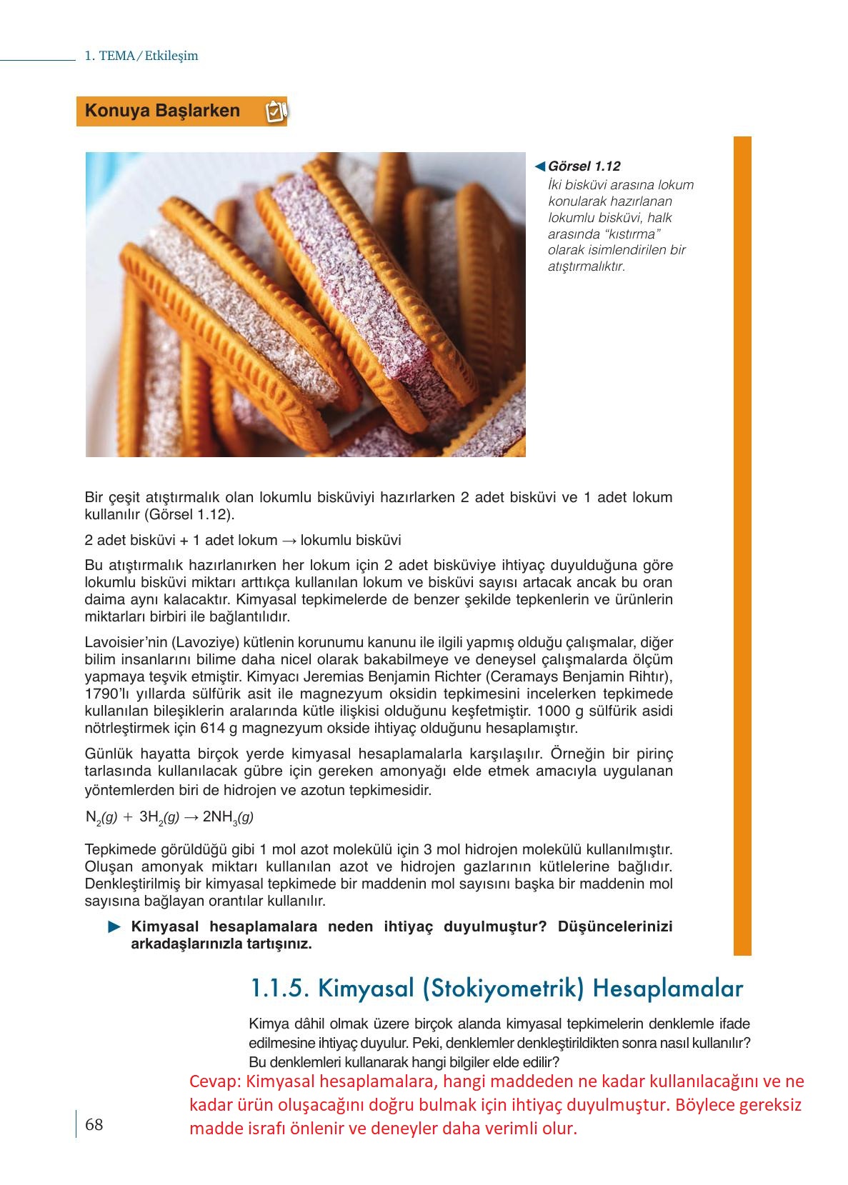 10. Sınıf Meb Yayınları Kimya Ders Kitabı Sayfa 68 Cevapları