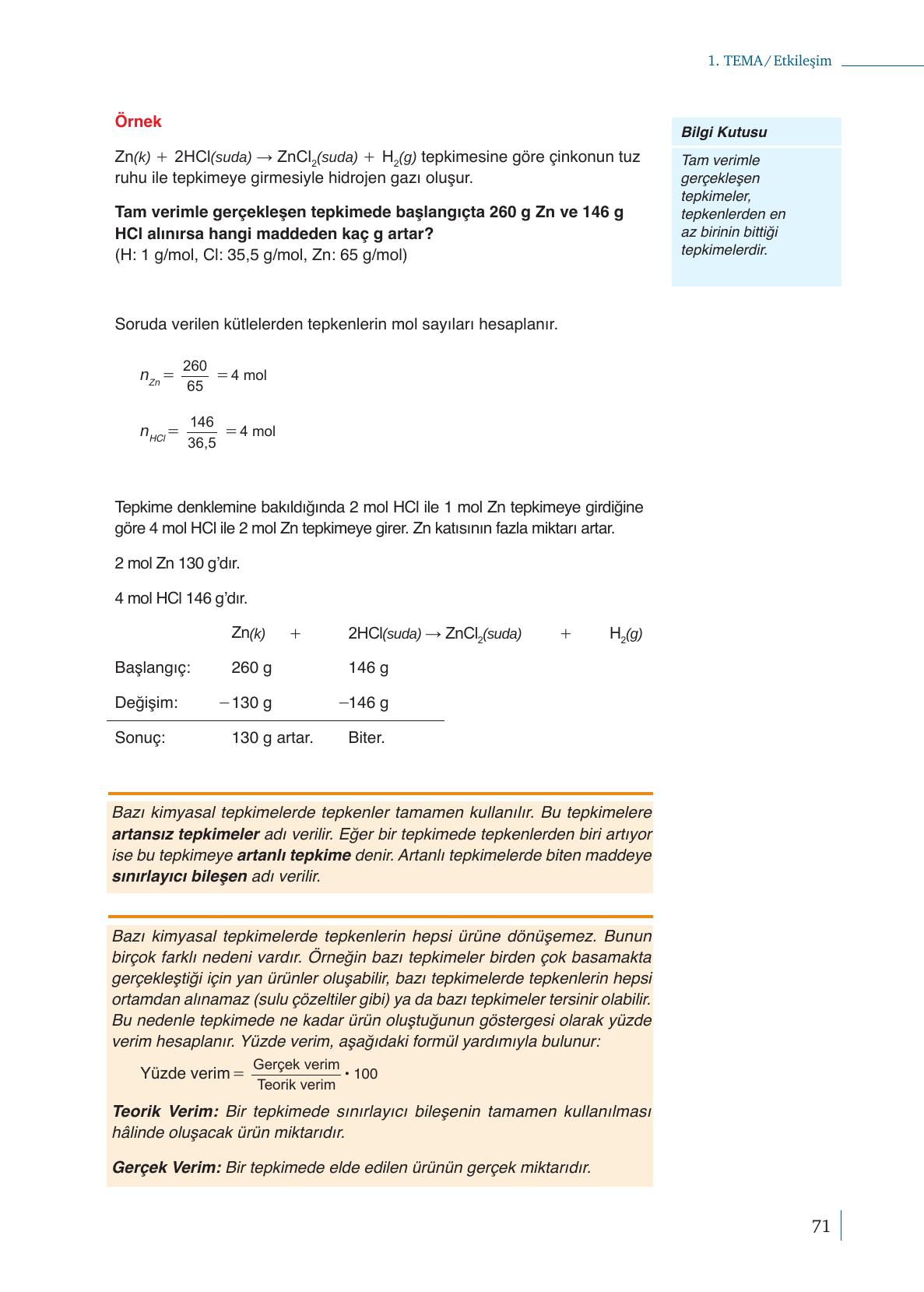 10. Sınıf Meb Yayınları Kimya Ders Kitabı Sayfa 71 Cevapları