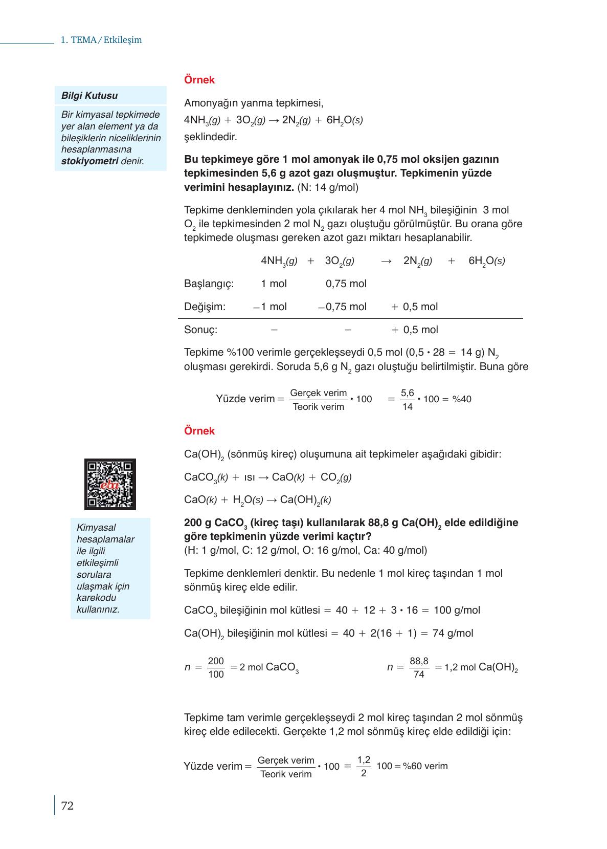 10. Sınıf Meb Yayınları Kimya Ders Kitabı Sayfa 72 Cevapları