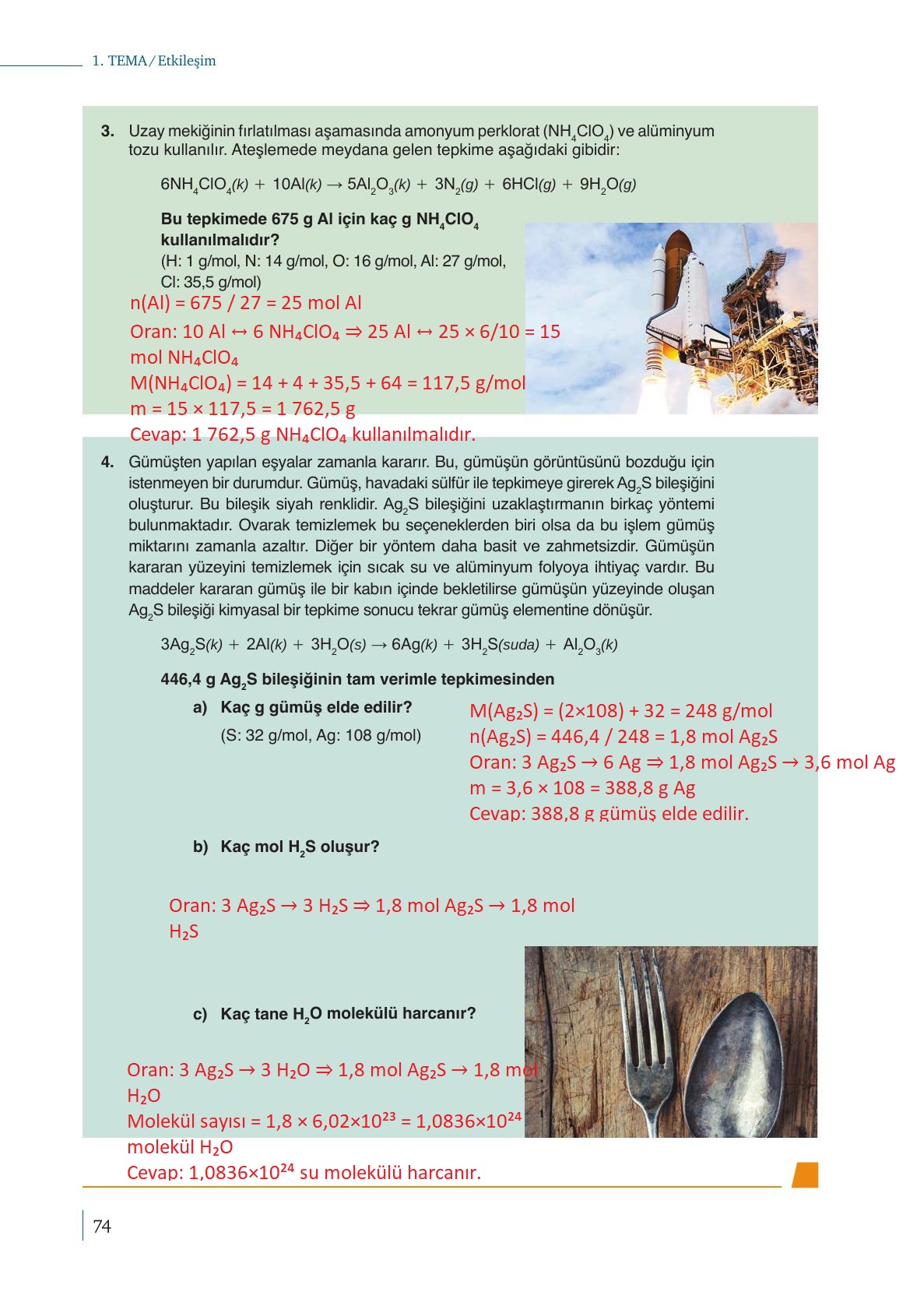 10. Sınıf Meb Yayınları Kimya Ders Kitabı Sayfa 74 Cevapları