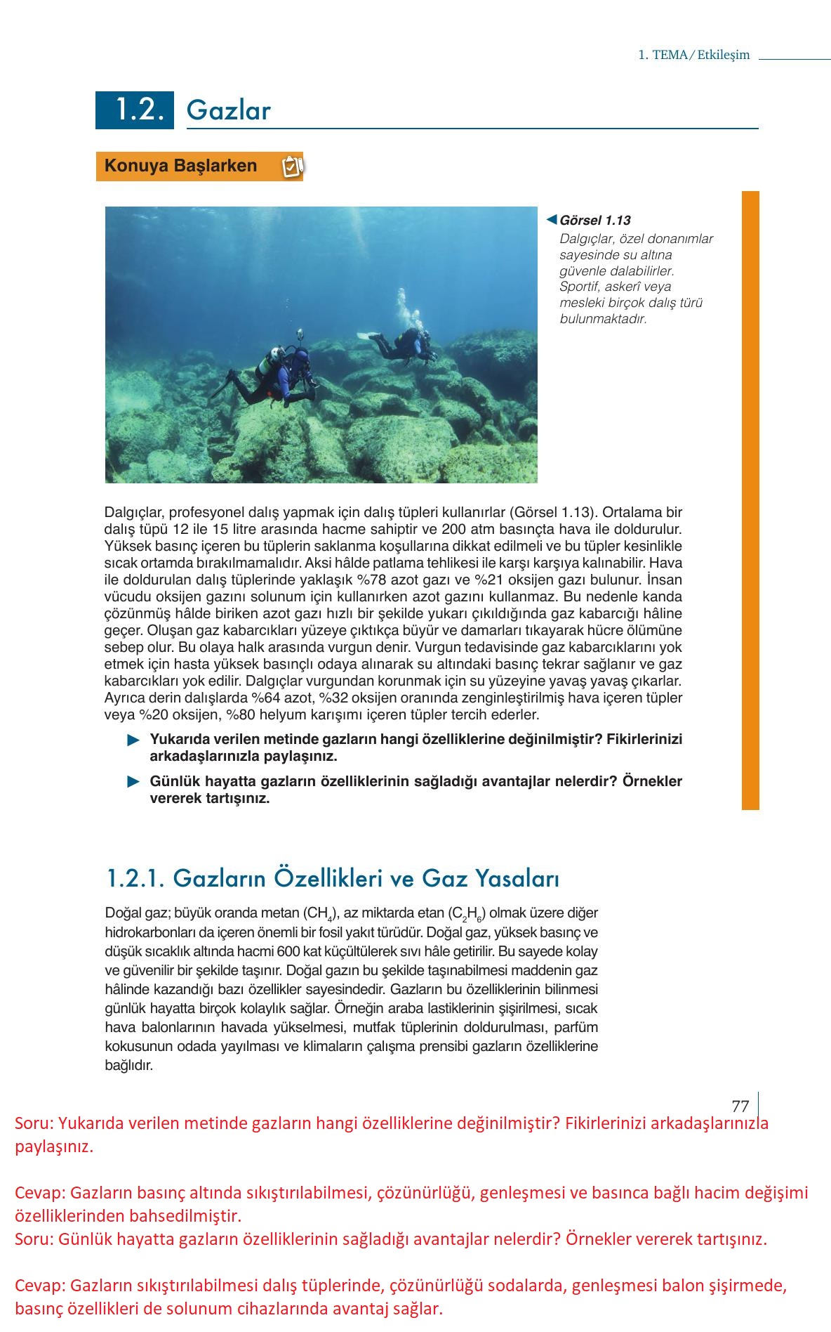 10. Sınıf Meb Yayınları Kimya Ders Kitabı Sayfa 77 Cevapları