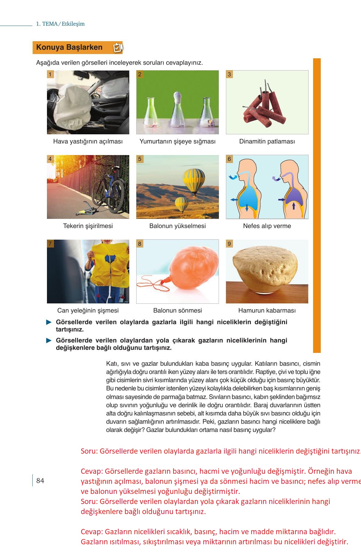 10. Sınıf Meb Yayınları Kimya Ders Kitabı Sayfa 84 Cevapları