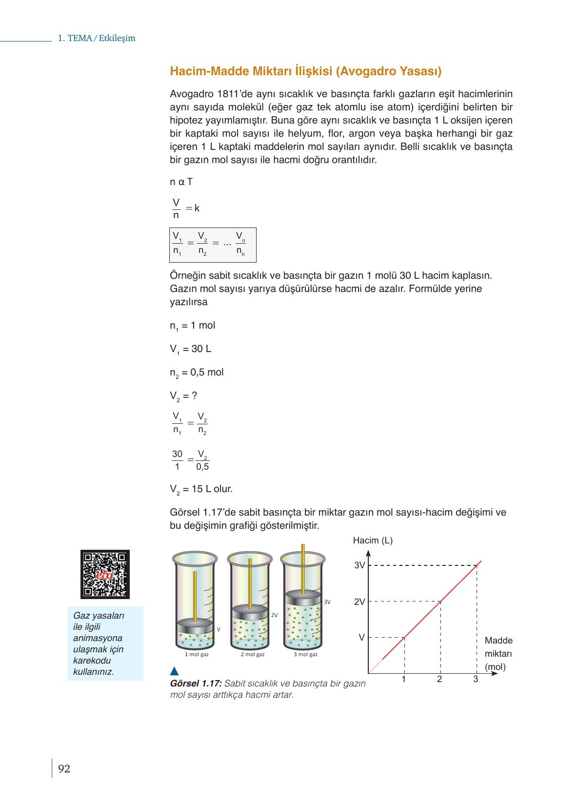 10. Sınıf Meb Yayınları Kimya Ders Kitabı Sayfa 92 Cevapları