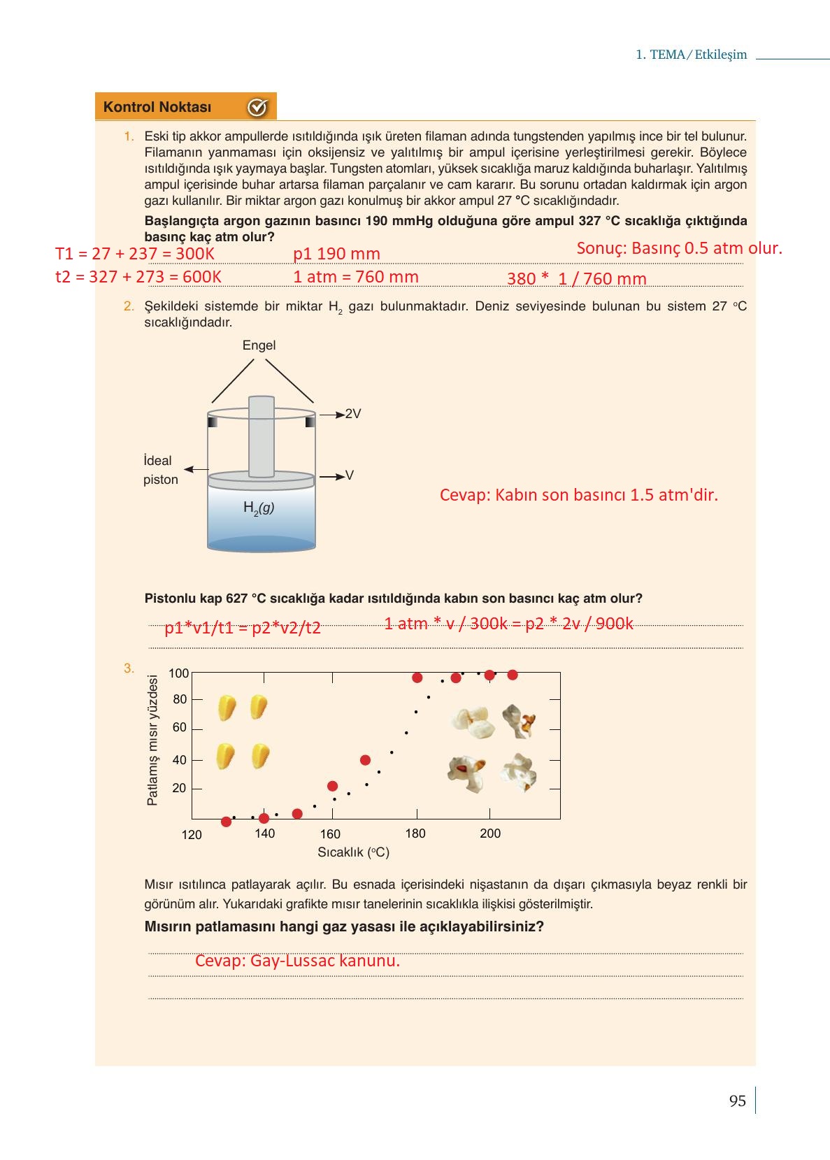 10. Sınıf Meb Yayınları Kimya Ders Kitabı Sayfa 95 Cevapları