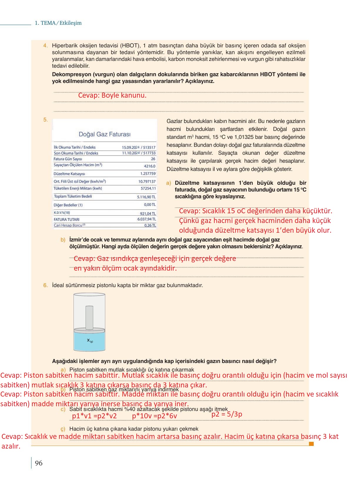 10. Sınıf Meb Yayınları Kimya Ders Kitabı Sayfa 96 Cevapları